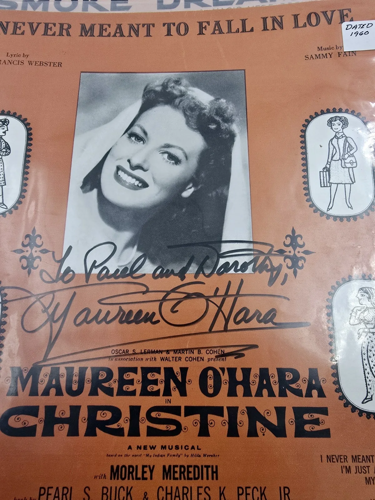 Maureen O'Hara Signed Autographed Sheet Music 12x9, image 2