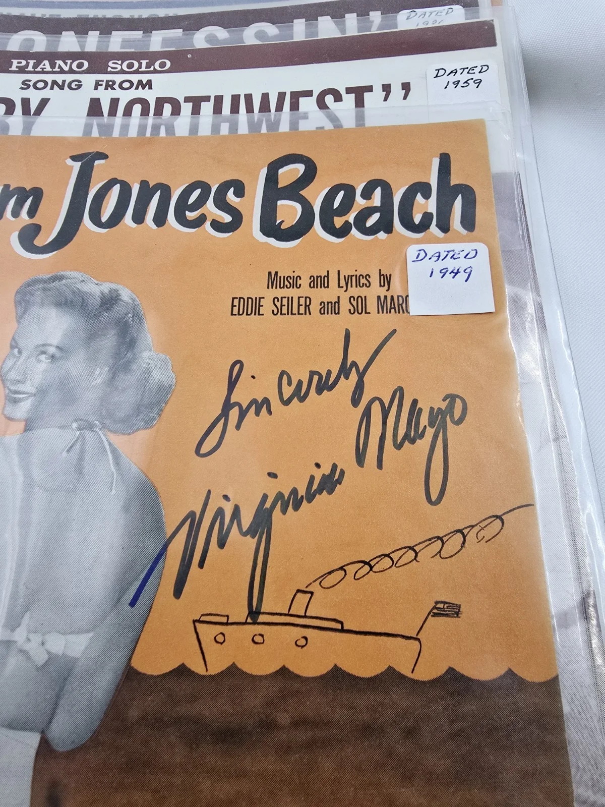 Virginia Mayo Signed Autographed Sheet Music 12x9, image 2