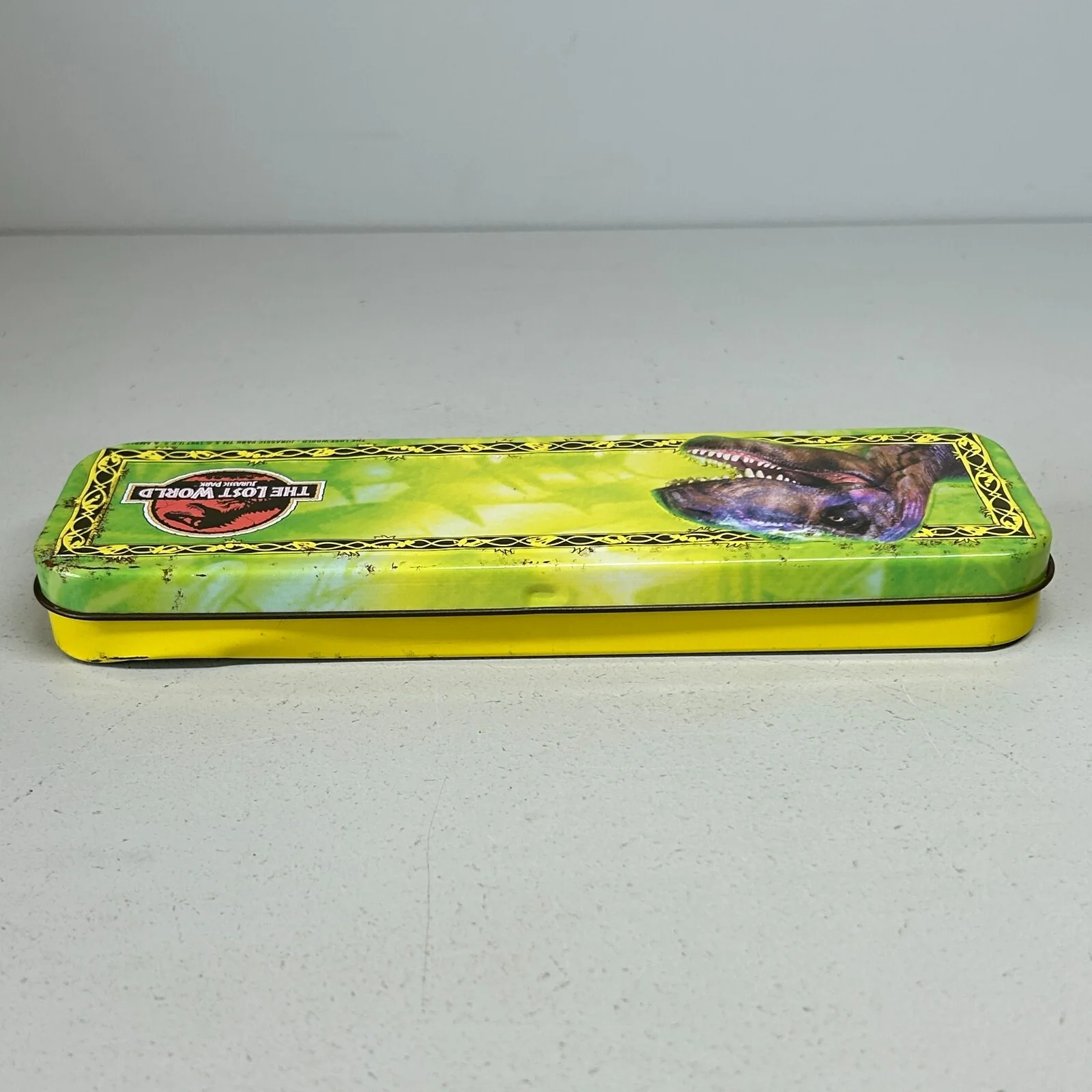 Vintage Jurassic Park The Lost World Metal Pencil Tin Tetley Promo 1997, изображение 4