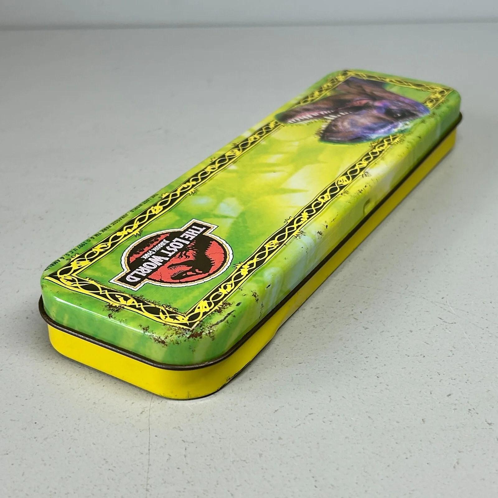 Vintage Jurassic Park The Lost World Metal Pencil Tin Tetley Promo 1997, изображение 5