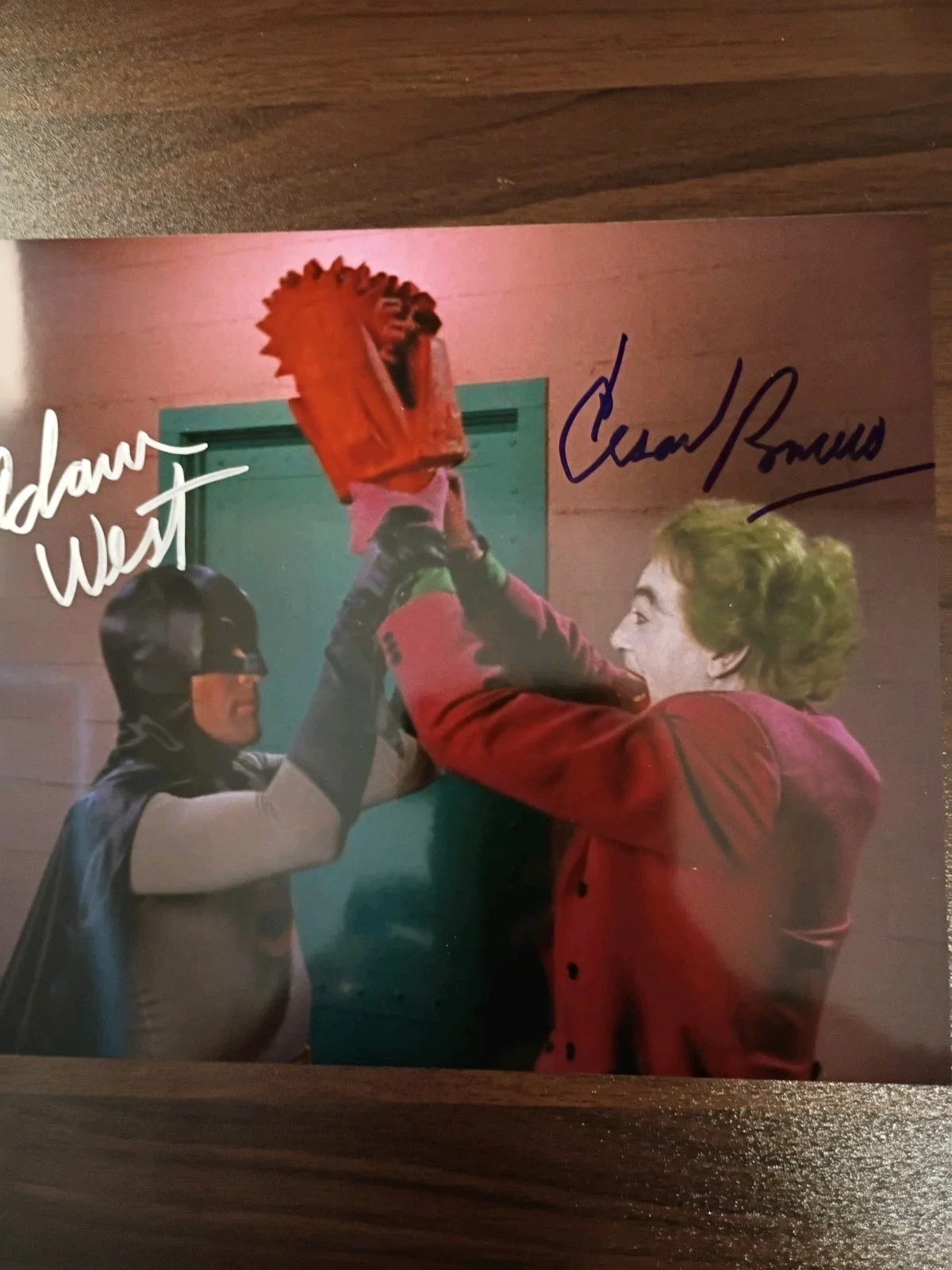 Cesar Romero / Adam West — Cesar Romero / Adam West Batman Signed 8x10 with COA, image 4