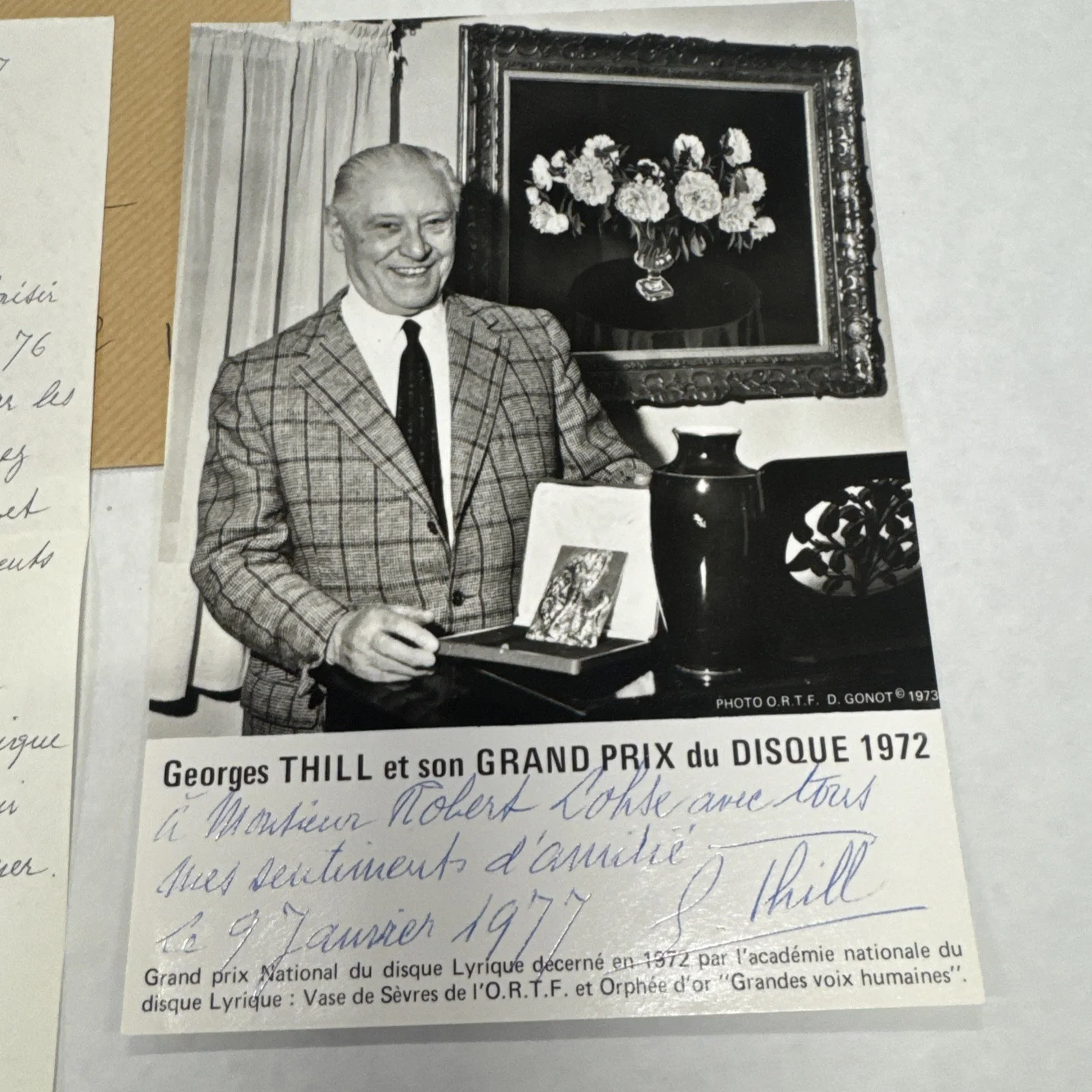 GEORGES THILL Signed Autographed 3 Letters And Photograph French Tenor, изображение 2