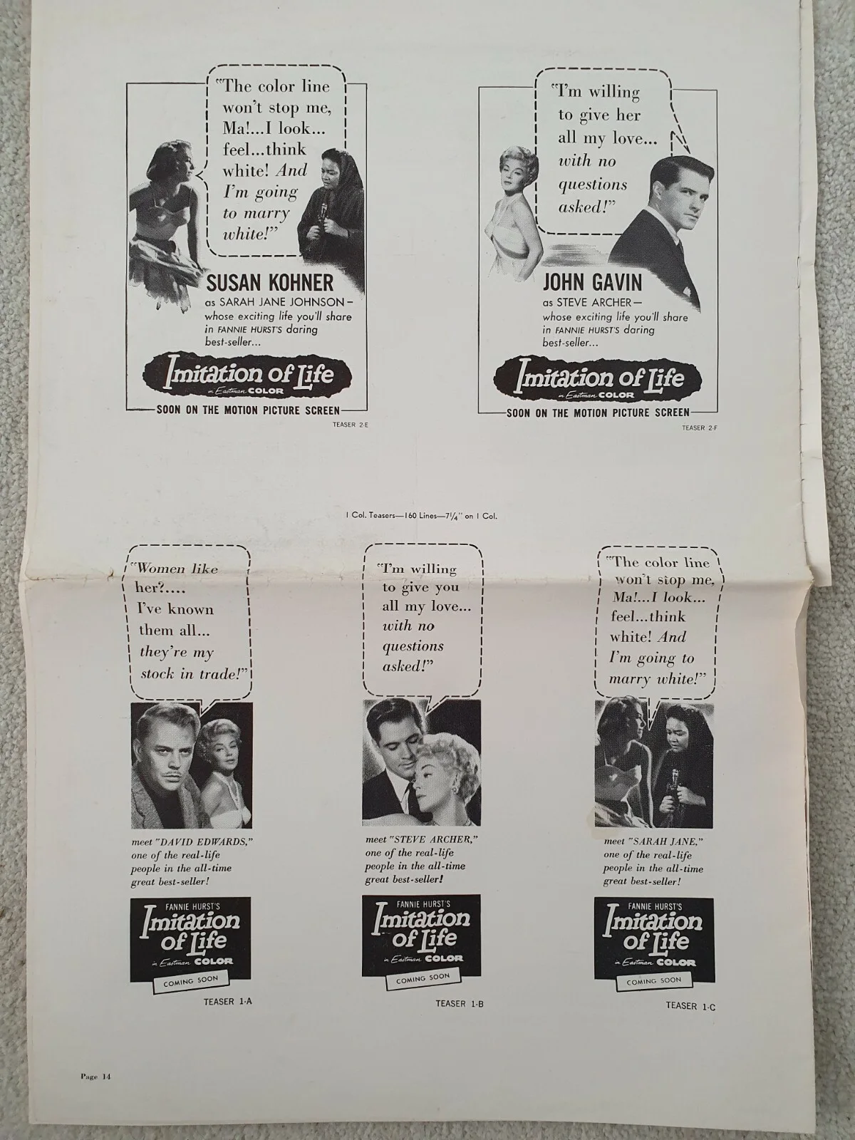 IMITATION OF LIFE - VINTAGE 1959 US PART PRESSBOOK - LANA TURNER, SANDRA DEE, изображение 2