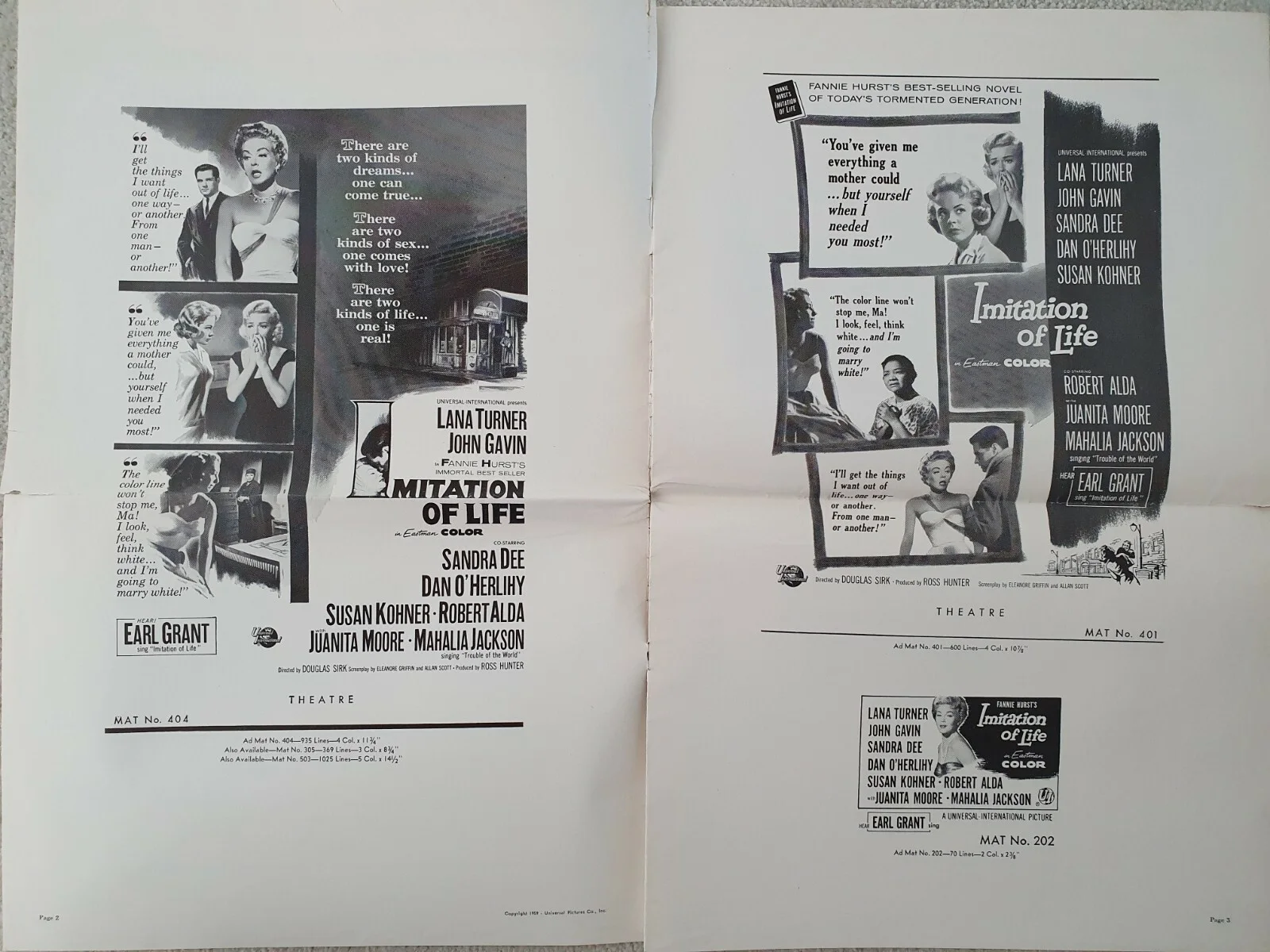 IMITATION OF LIFE - VINTAGE 1959 US PART PRESSBOOK - LANA TURNER, SANDRA DEE, изображение 3