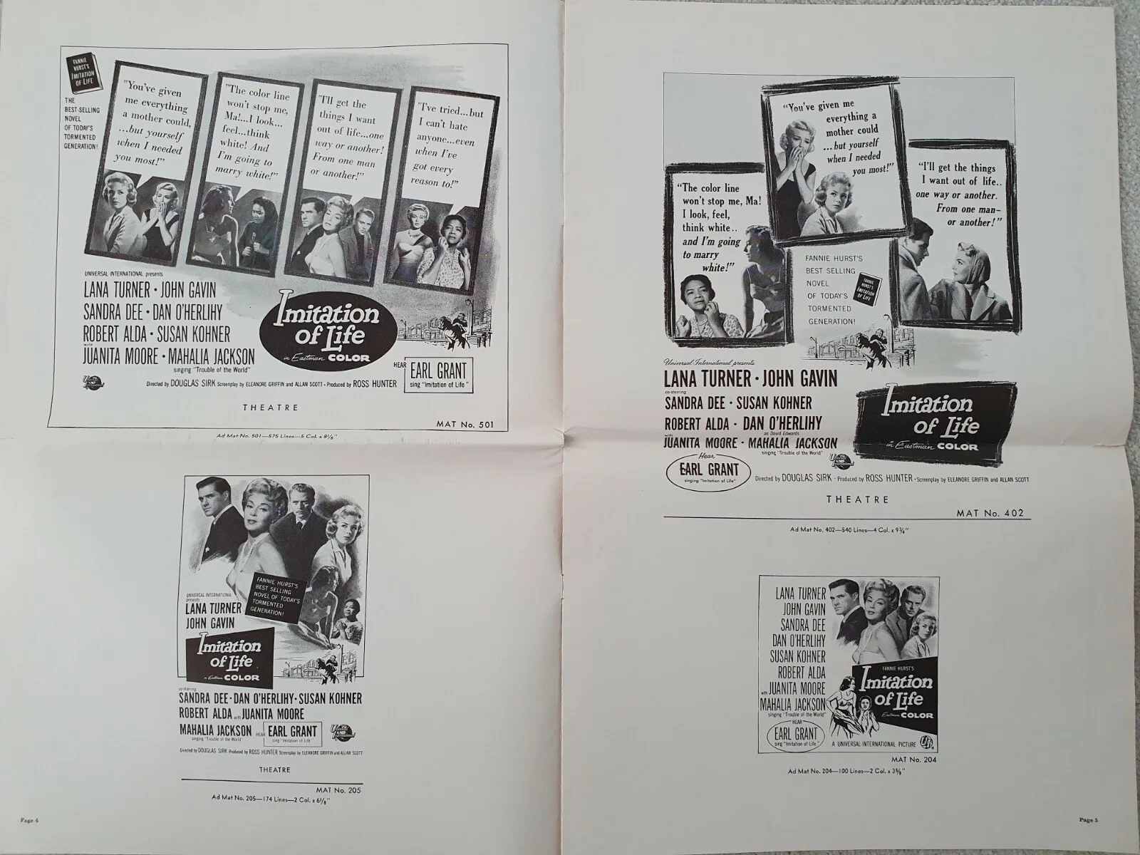 IMITATION OF LIFE - VINTAGE 1959 US PART PRESSBOOK - LANA TURNER, SANDRA DEE, изображение 4