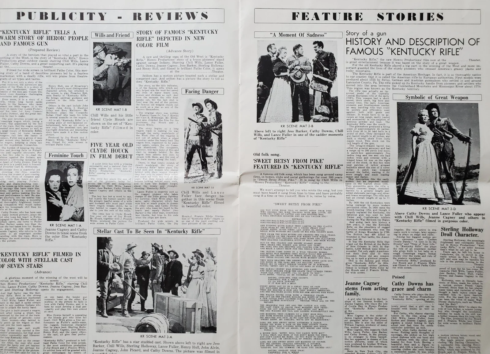 KENTUCKY RIFLE - VINTAGE 1955 US PRESSBOOK - CHILL WILLS, LANCE FULLER - WESTERN, image 3