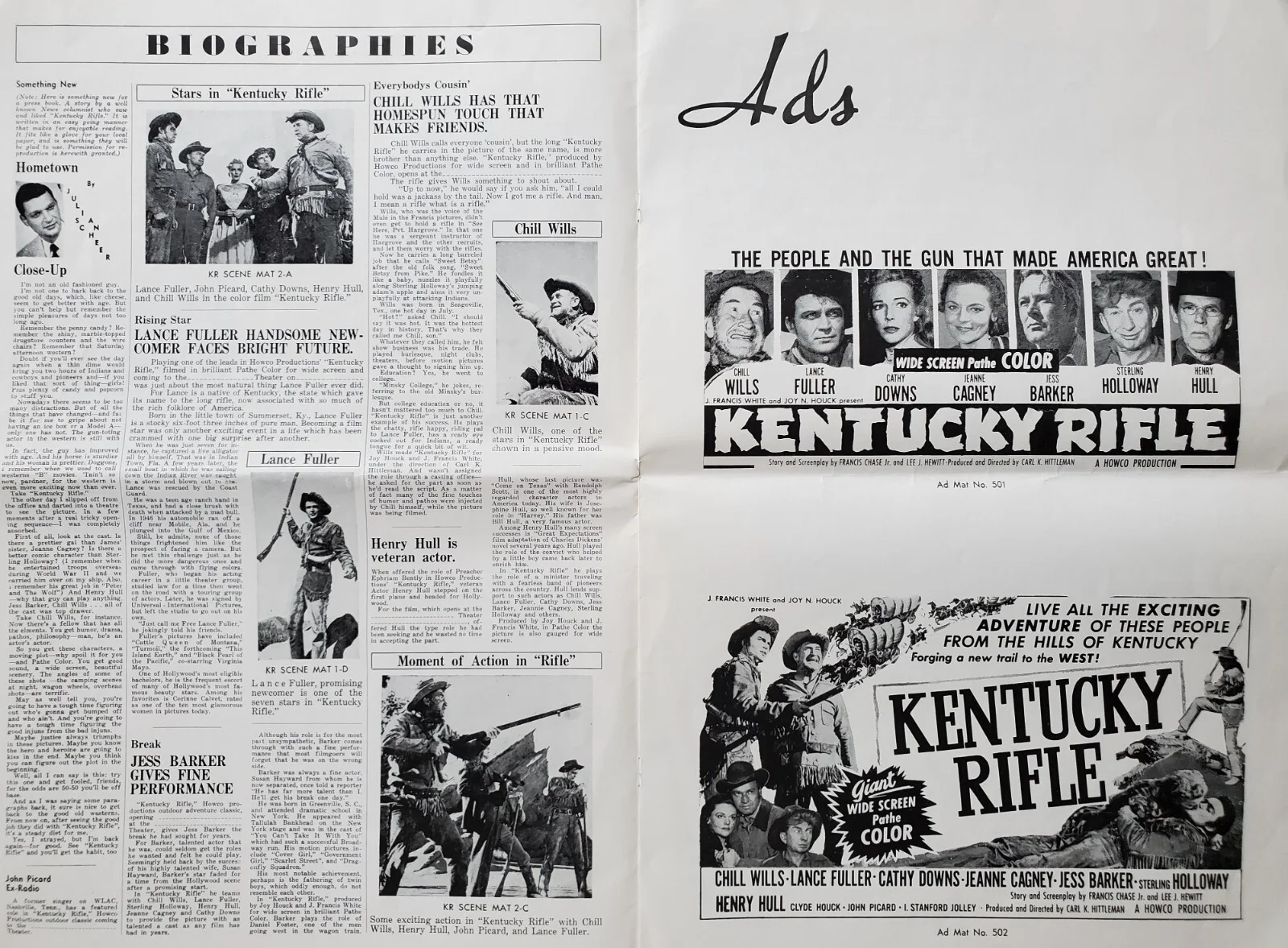 KENTUCKY RIFLE - VINTAGE 1955 US PRESSBOOK - CHILL WILLS, LANCE FULLER - WESTERN, image 5