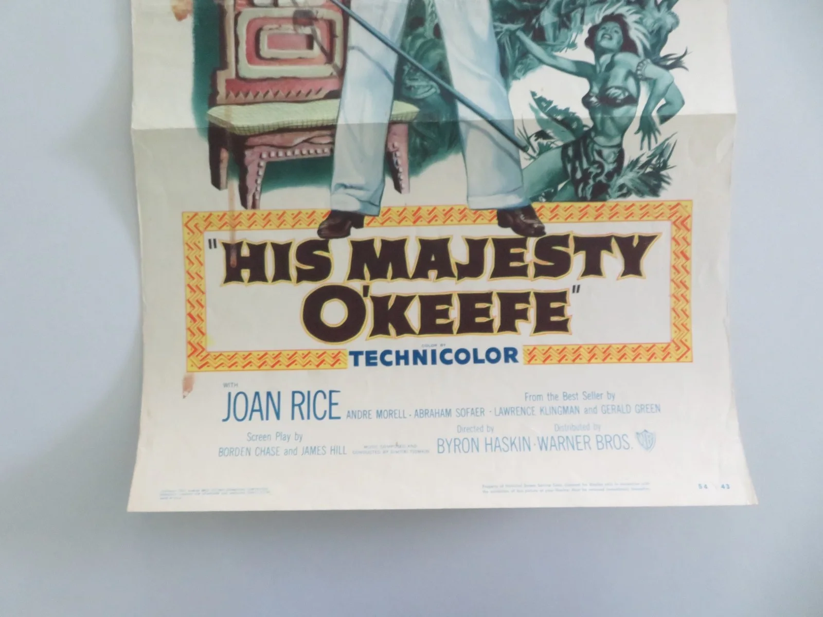 His Majesty O'Keefe US Insert Poster Burt Lancaster Joan Rice 1954, изображение 4