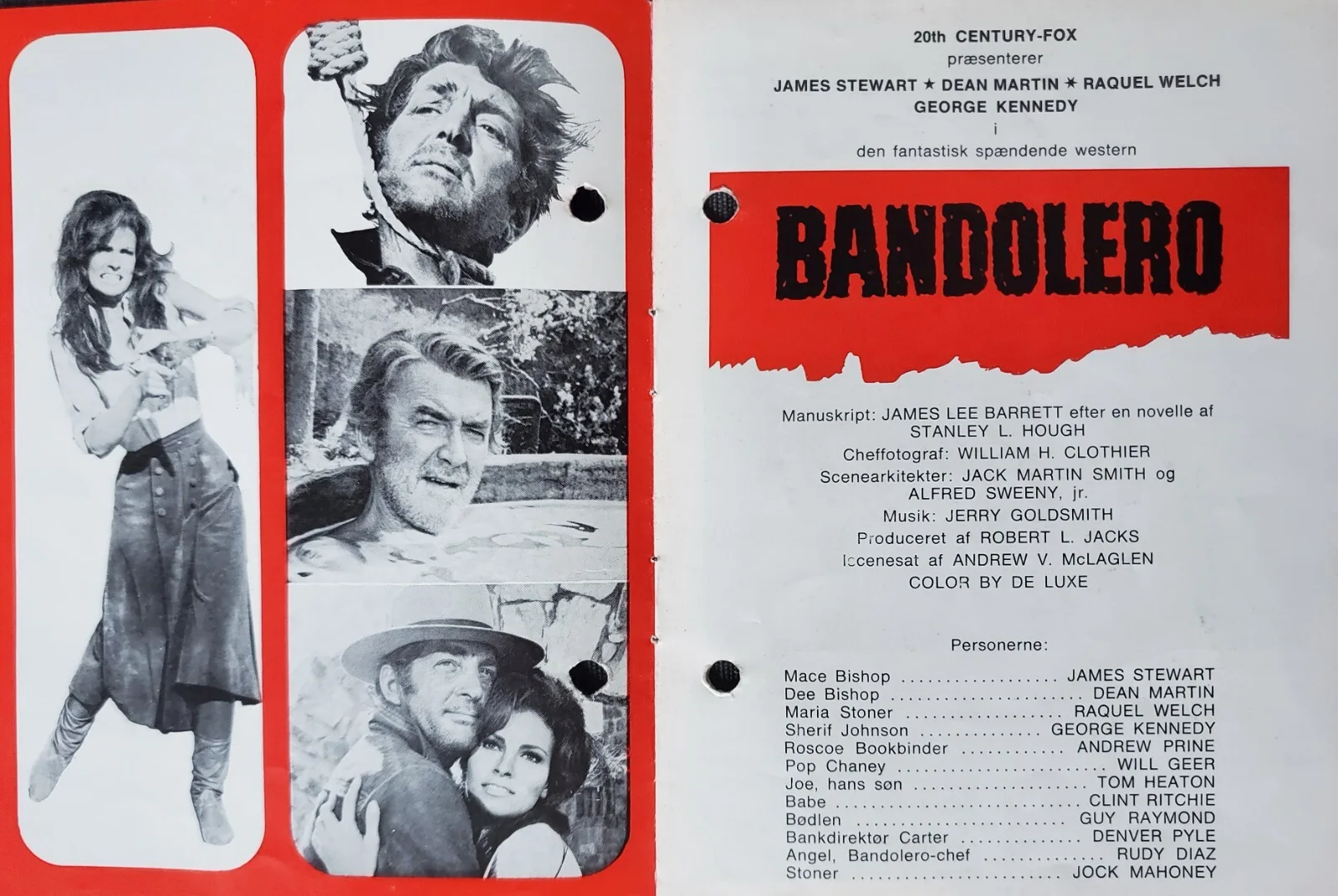 BANDOLERO - VINTAGE ORIGINAL 1968 DANISH PROGRAM - RAQUEL WELCH, JAMES STEWART, изображение 2