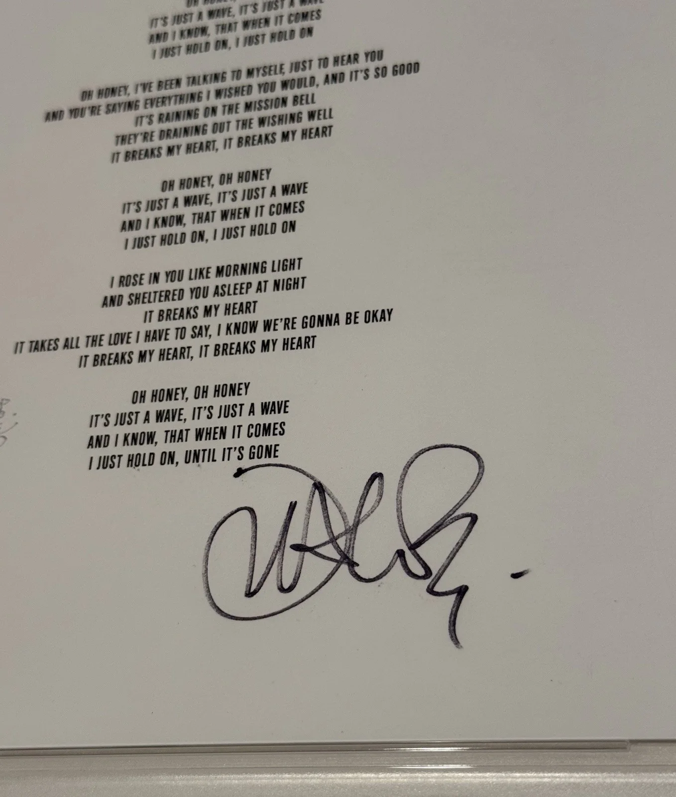 John Mayer Signed Emoji of a Wave Lyrics Print PSA Authentic Autograph, изображение 3