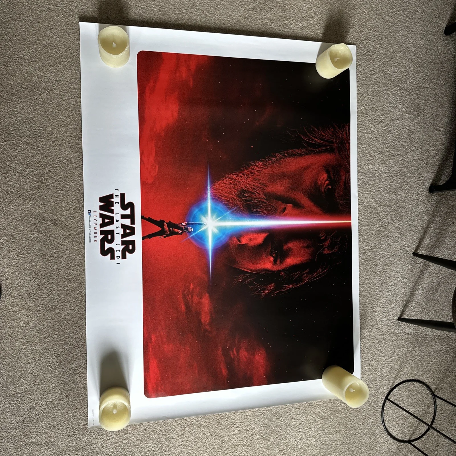 Star Wars The Last Jedi 2017 Original UK Quad Cinema Poster 30x40 Double Sided, image 2