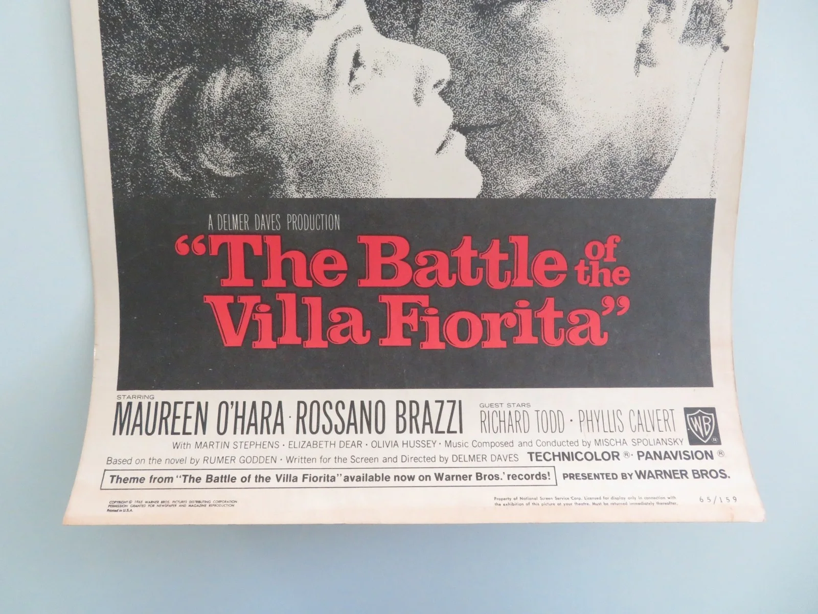 The Battle of the Villa Fiorita US Insert Poster Maureen O'Hara R. Brazzi 1965, изображение 4