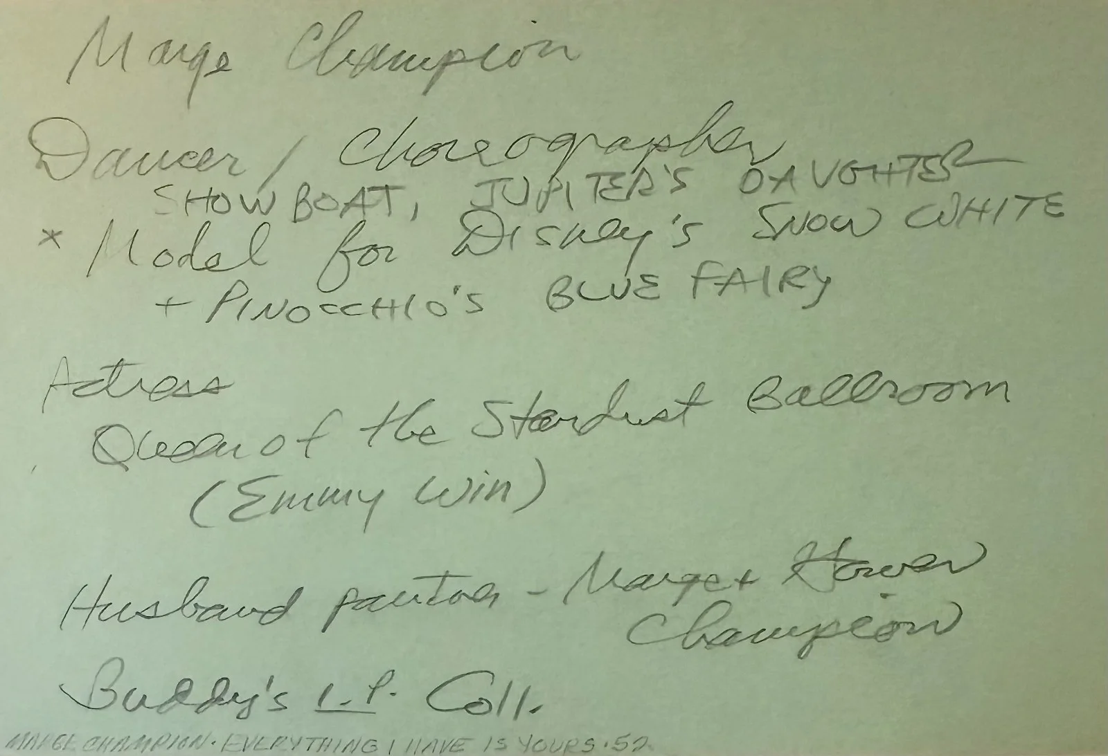 Marge Champion — MARGE CHAMPION Signed Autographed 4x 6 INDEX CARD The Party Give a Girl a Break, изображение 4