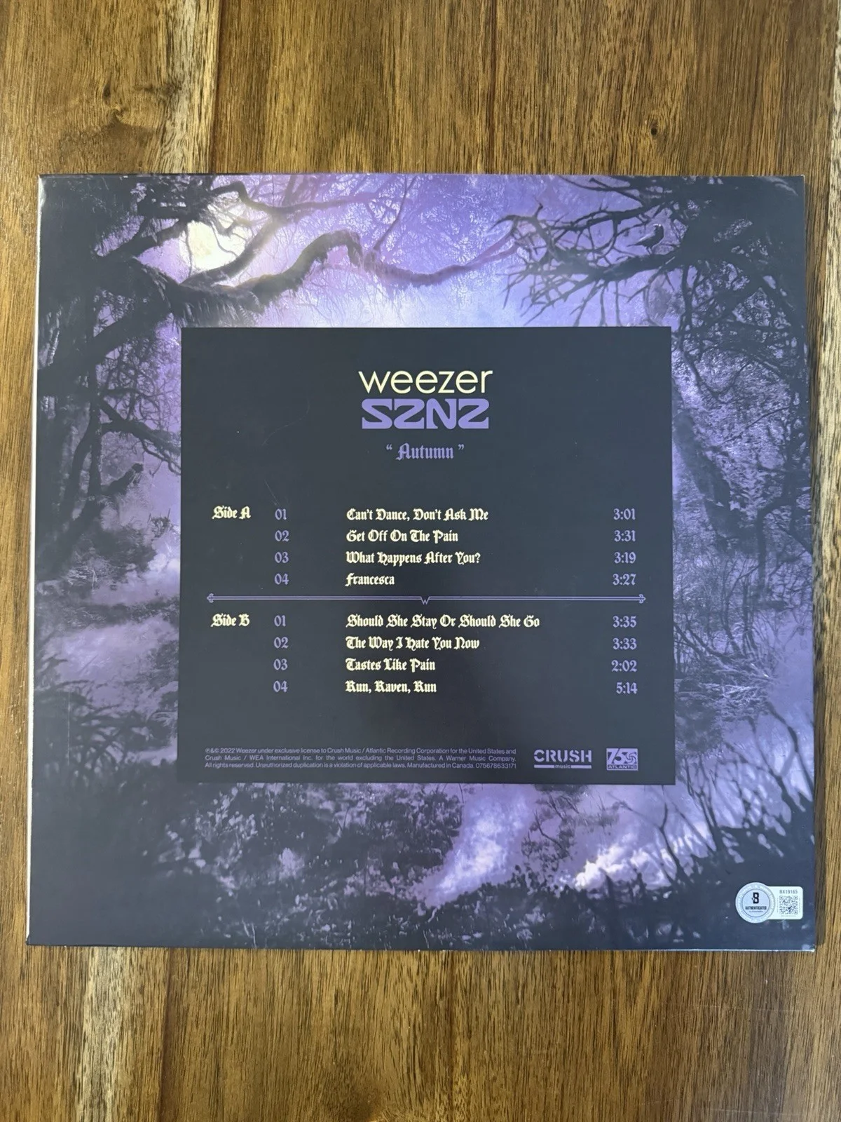 Rivers Cuomo ‘Weezer’ Band Signed Vinyl Album ‘SZNZ: Autumn’ Autograph Beckett, изображение 2
