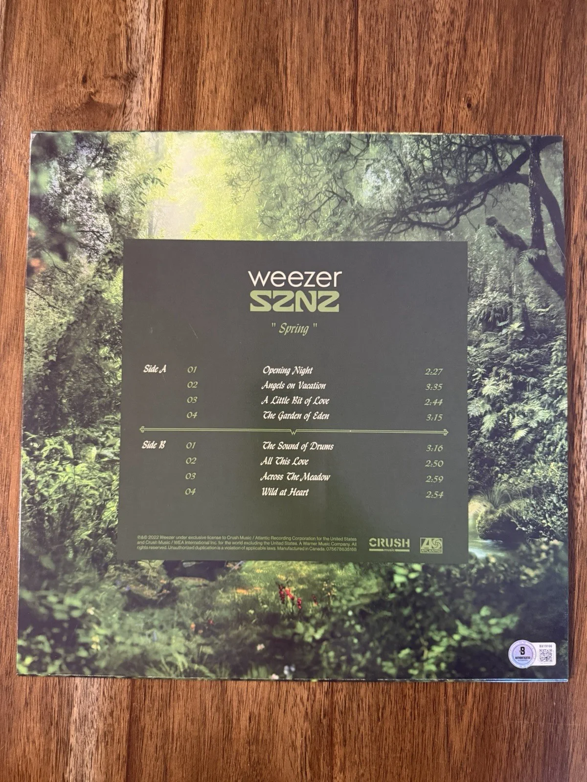 Rivers Cuomo ‘Weezer’ Band Signed Vinyl Album ‘SZNZ: Spring’ Autograph Beckett, изображение 2