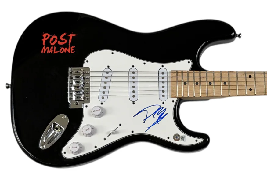 Post Malone Signed Autograph Electric Guitar Hollywood's Bleeding Beckett COA, изображение 4