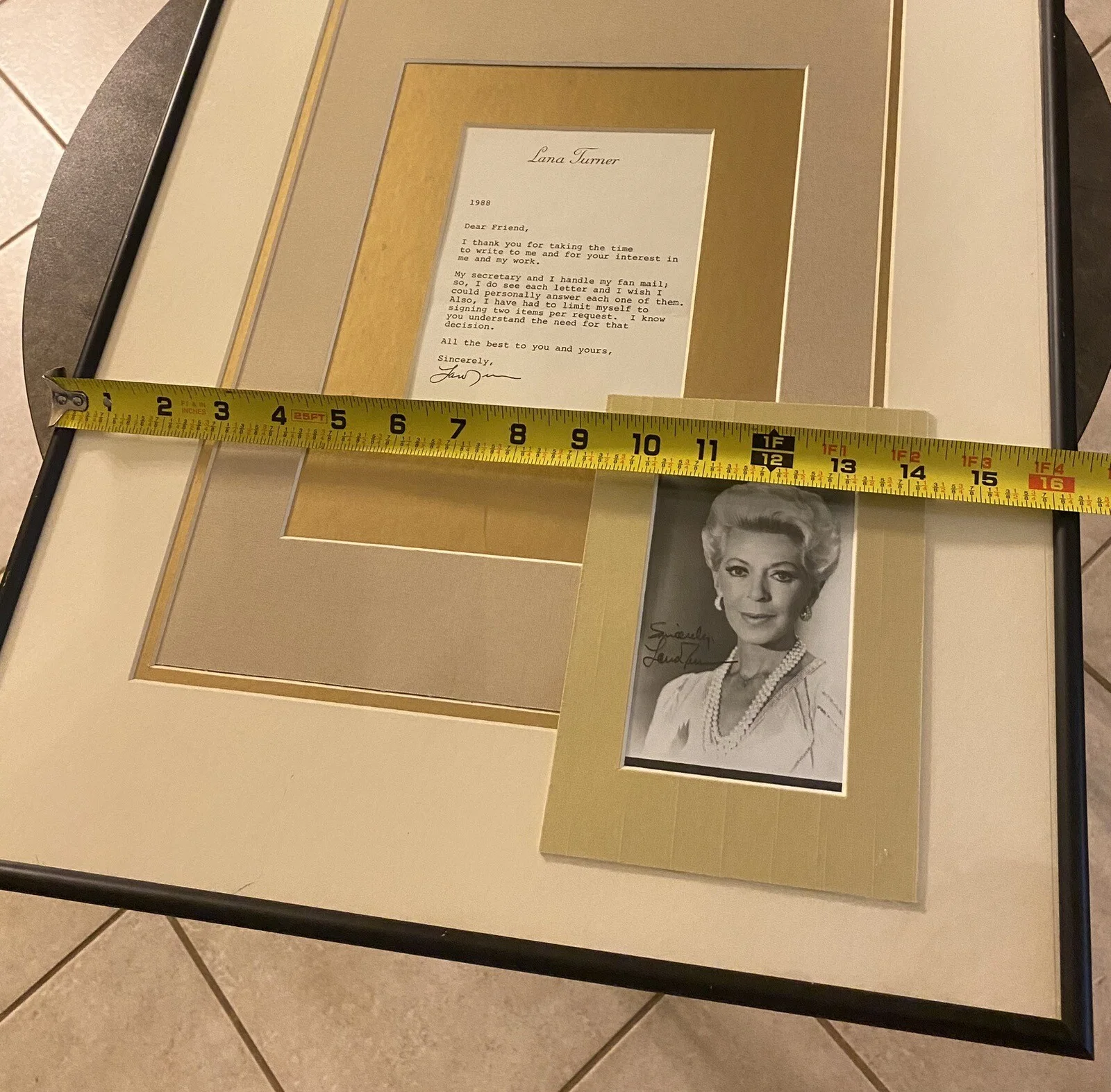 Lana Turner — Lana Turner Signed And Authenticated Autograph With Signed Typed Letter!!! 20X16, image 5