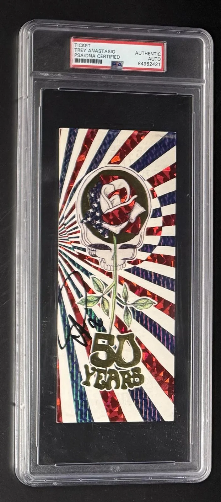 Trey Anastasio — Trey Anastasio Phish Signed Autograph Rare 50 Years Rose Ticket Slab PSA/DNA COA