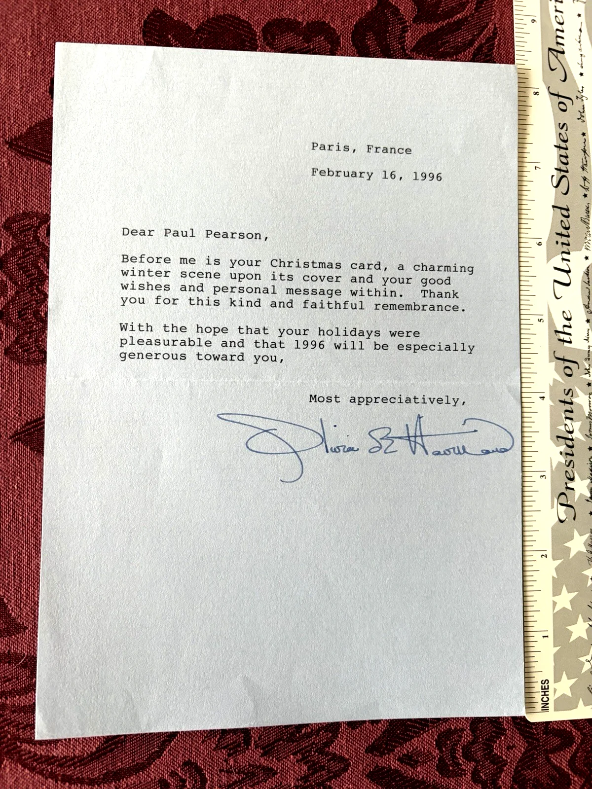 Olivia De Havilland — ORIGINAL-Olivia De Havilland~ Signed/Autograph Letter, image 3