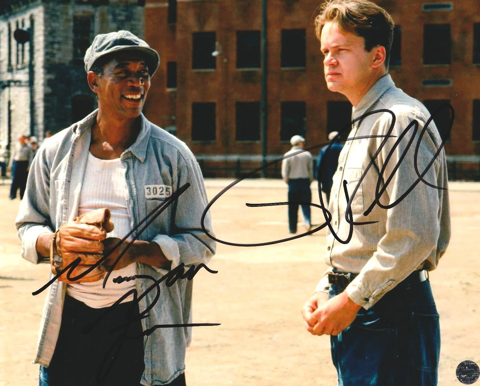 Tim Robbins & Morgan Freeman — Morgan Freeman &Tim Robbins Autographed Shawshank Redemption 8x10 Photo with COA