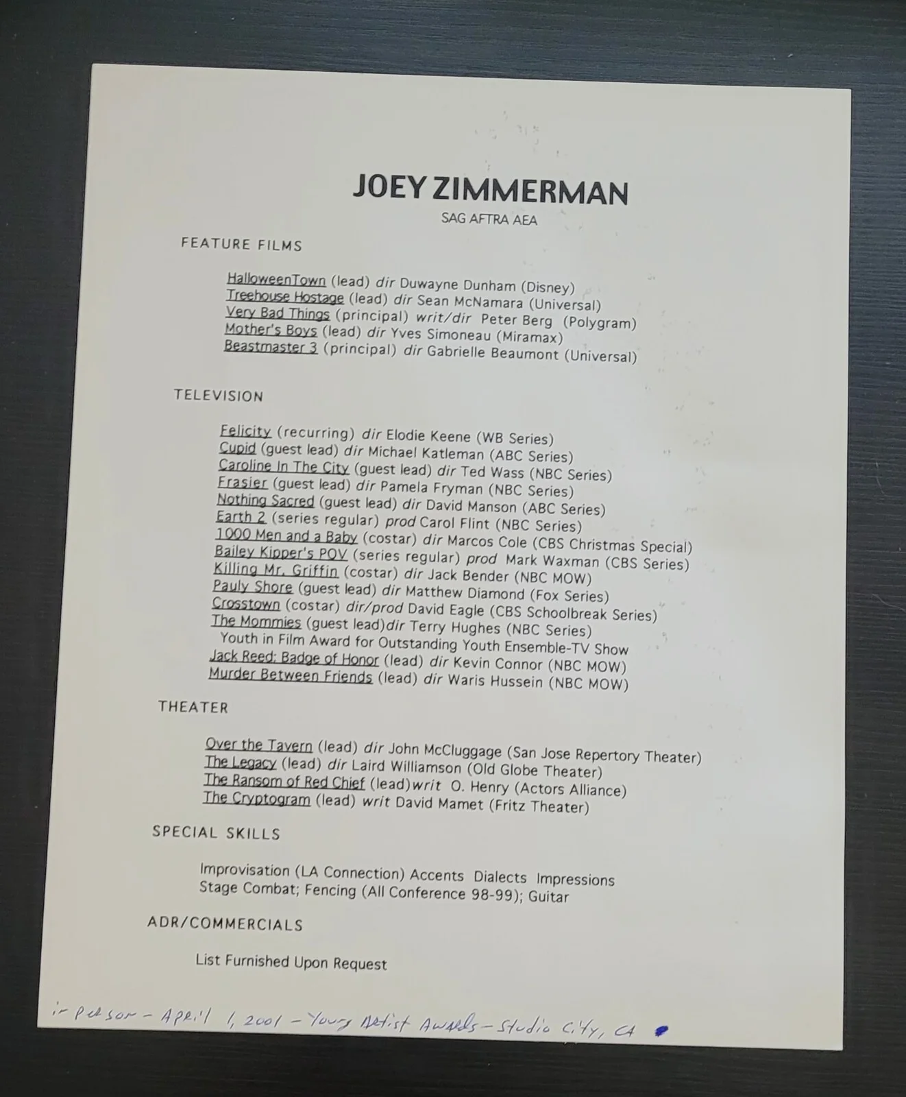 EARTH 2 Sci-Fi child actor Joey Zimmerman star Signed Autographed photo vintage, изображение 2