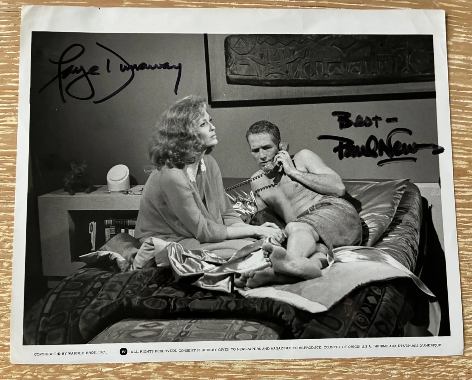 Paul Newman and Faye Dunaway — Paul Newman & Faye Dunaway Signed 8x10 The Towering Inferno Vintage Still