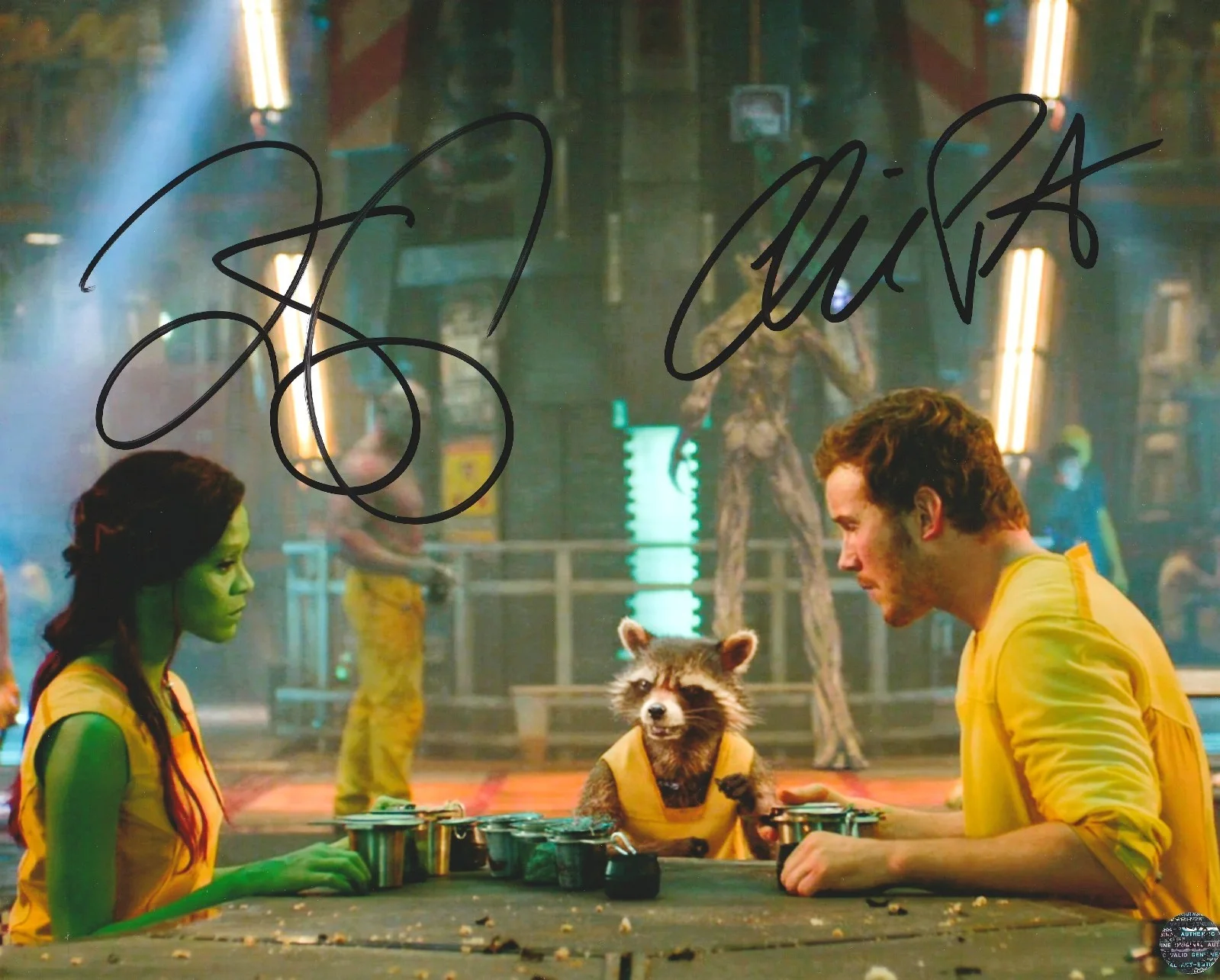 Zoe Saldana & Chris Pratt — Chris Pratt & Zoe Saldana Autographed Guardians of the Galaxy 8x10 Photo withCOA