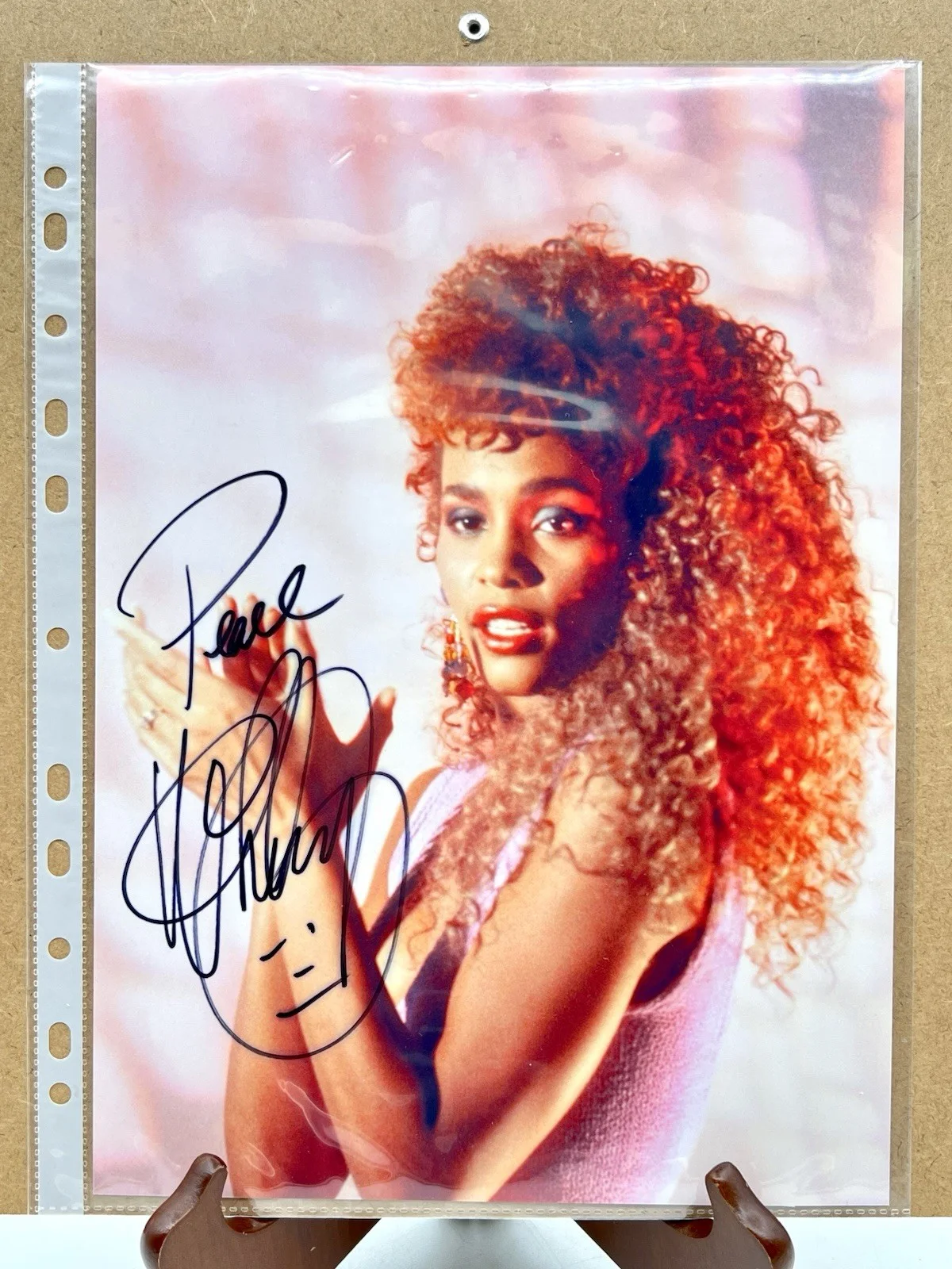 Authenticated Whitney Houston Autograph 8" x 10" Color Photograph w/ COA Framed, image 2