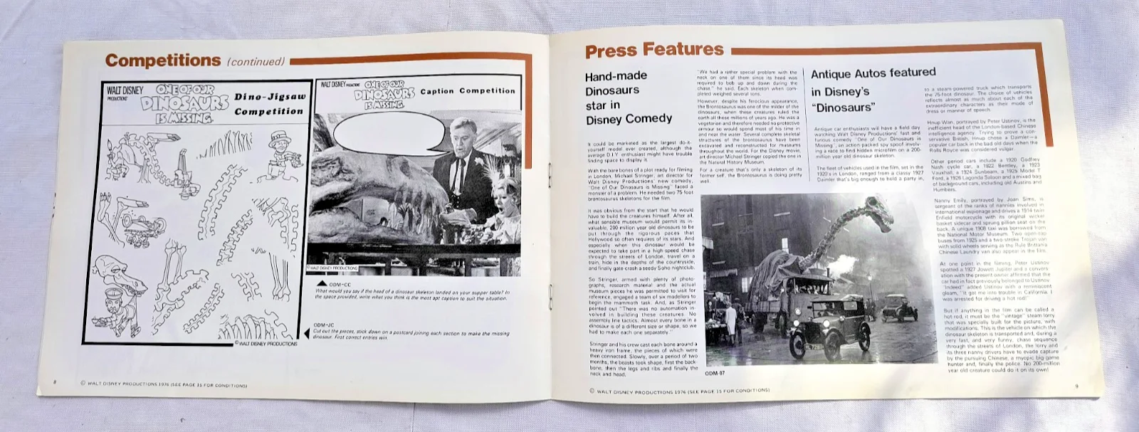 WALT DISNEY "ONE OF OUR DINOSAURS IS MISSING" RARE 1976 CAMPAIGN BOOKLET UK, изображение 3