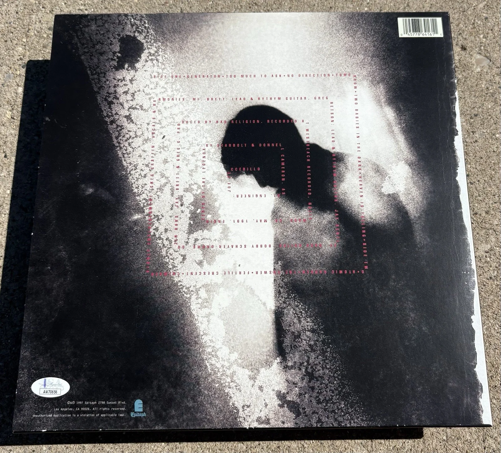 BAD RELIGION SIGNED Clear Vinyl JSA COA Generator, image 3