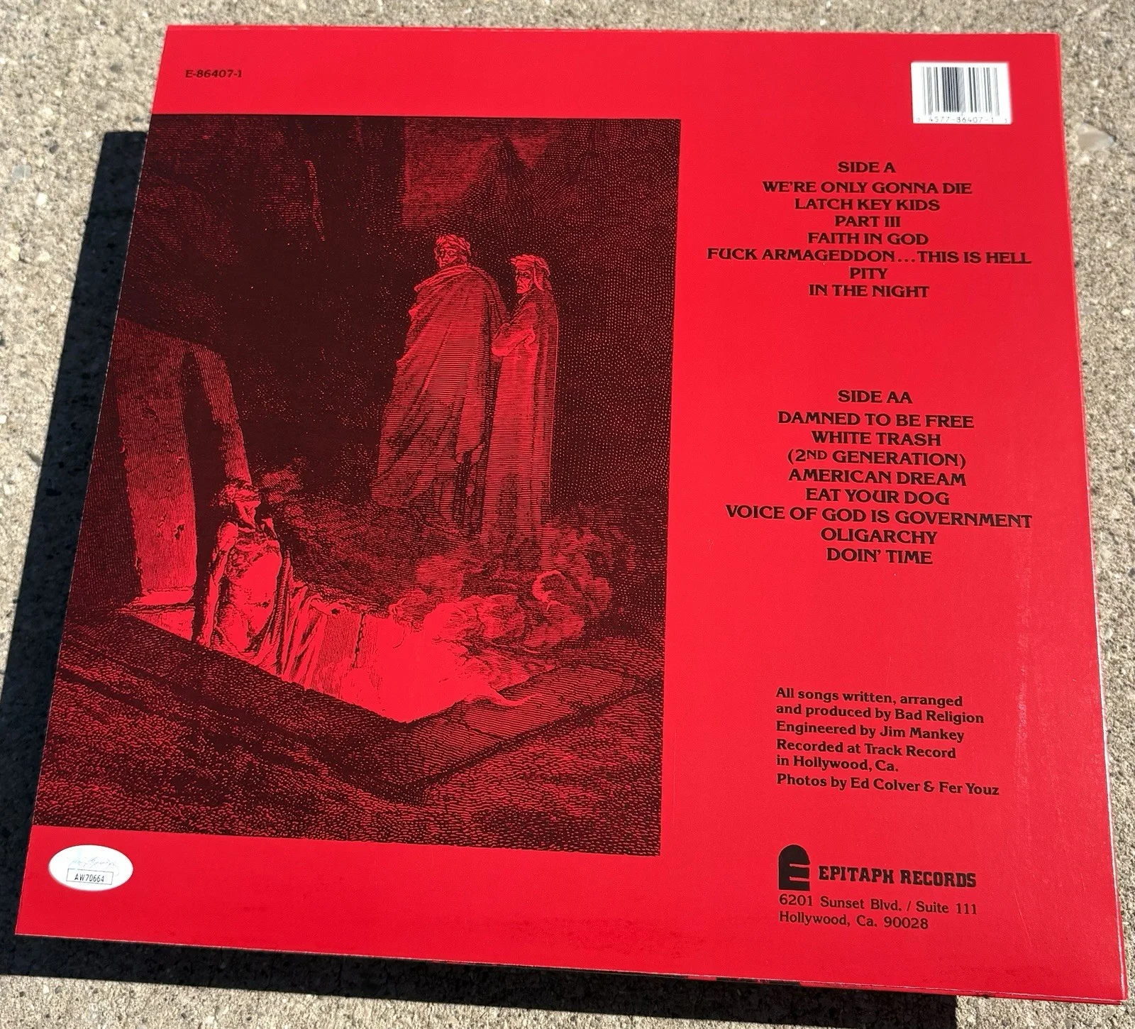 BAD RELIGION SIGNED Clear Vinyl JSA COA How Could Hell Be Any Worse?, image 3