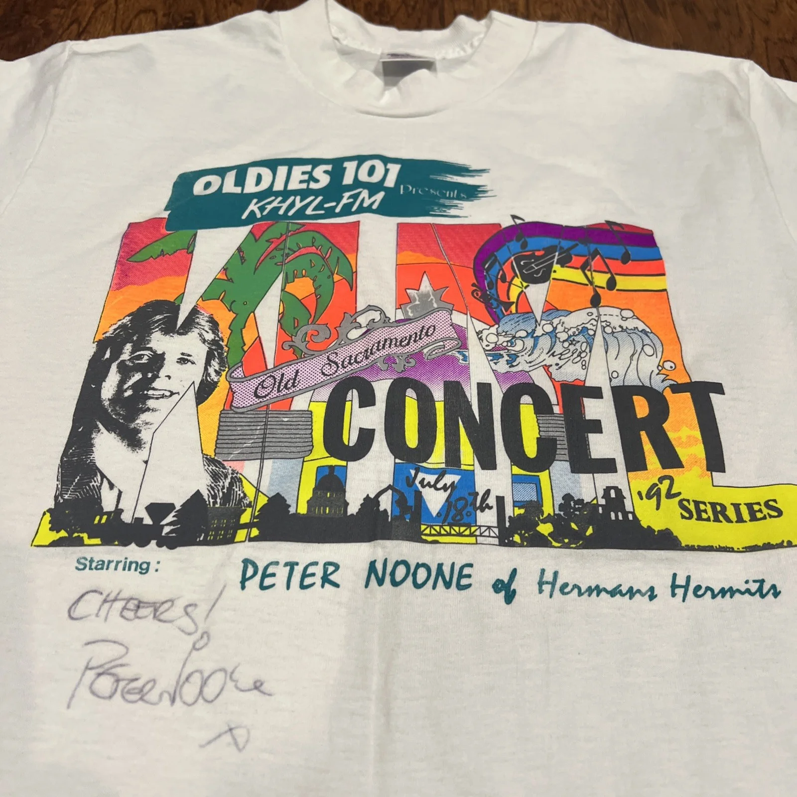 Vintage Hermans Hermits Peter Noone Concert T Shirt M Signed Single Stitch 90s, изображение 2