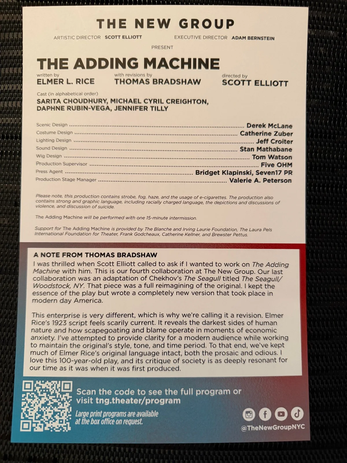 The Adding Machine Cast Signed Off Broadway Postcard 'Playbill' Jennifer Tilly +, image 5