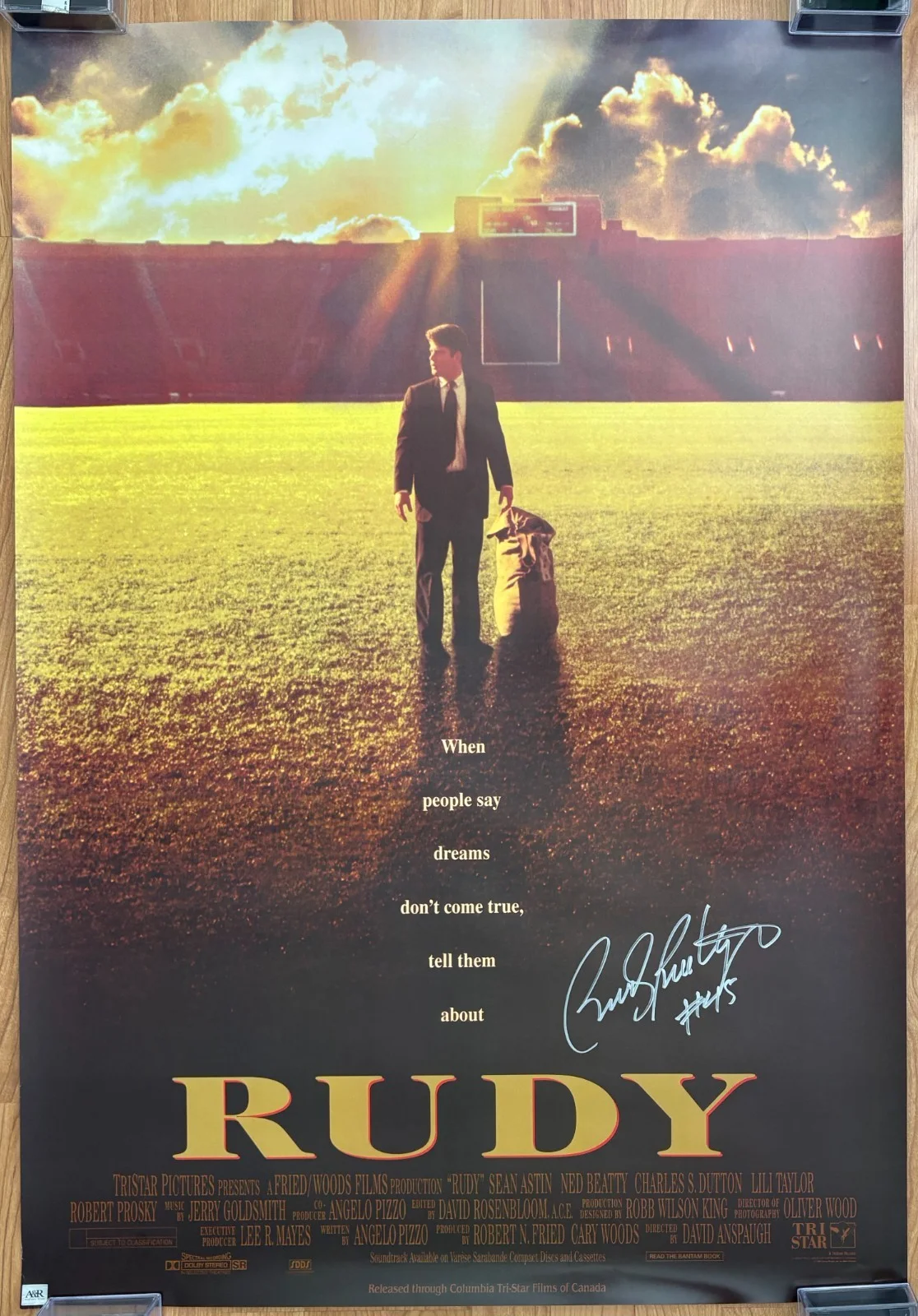 Rudy Ruettiger — Rudy Ruettiger Autographed Rudy Movie Poster with #45 37x26.5", изображение 2