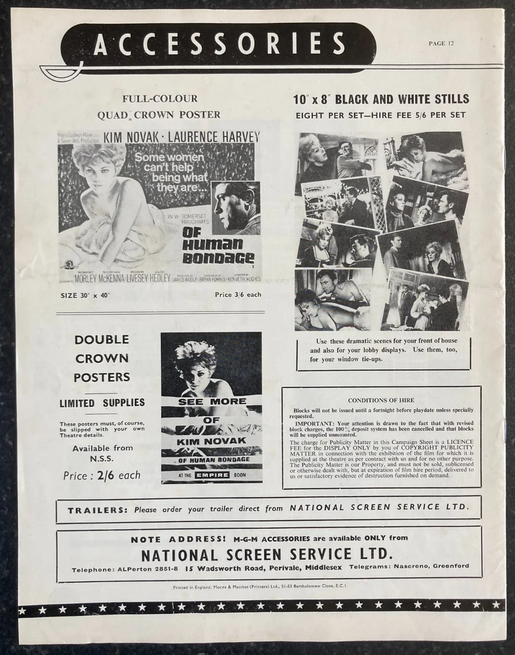 OF HUMAN BONDAGE 1964 Original Movie UK Campaign Press Book & Promotional Extras, изображение 3