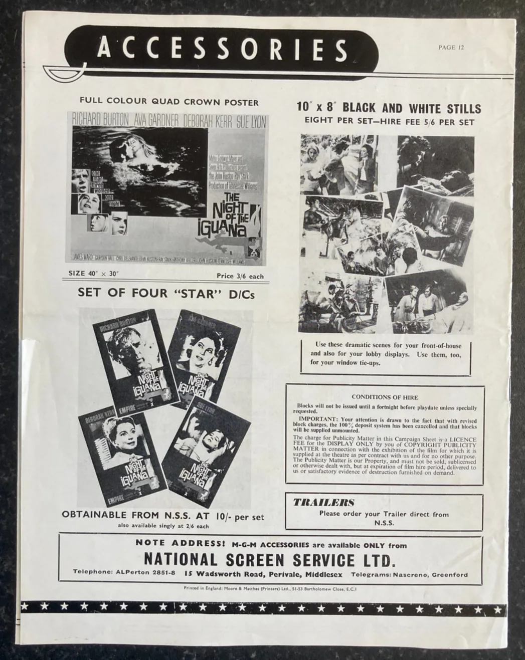 THE NIGHT OF THE IGUANA 1964 Original Movie UK Campaign PressBook & Promo Extras, изображение 3