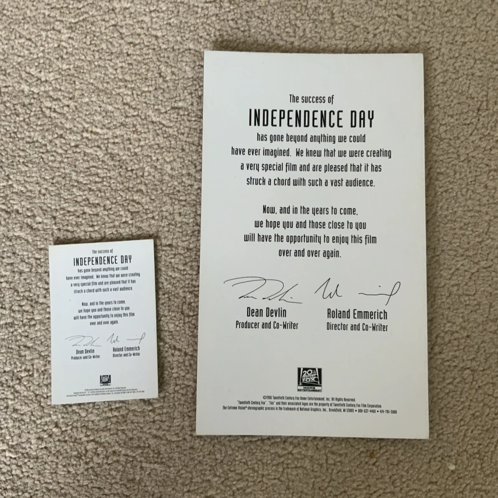 Very Rare Independence Day Small Lenticular Card Complete With Larger Version, image 3