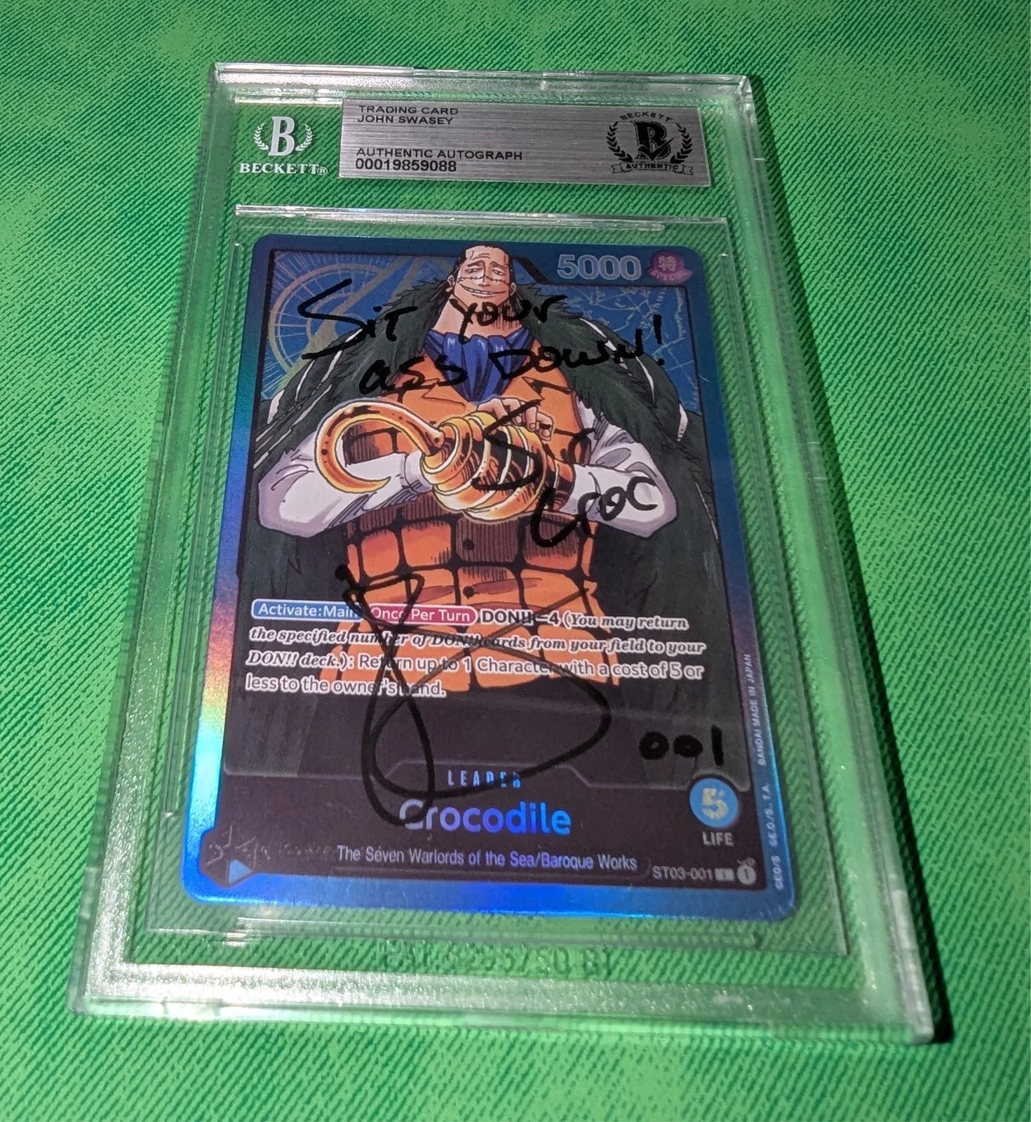 John Swasey — SIR CROCODILE Custom Inscribed Card (Pioneer Item 001) – Signed by John Swasey