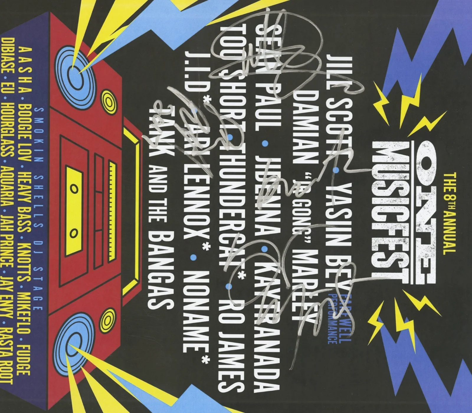 Damian jr gong Marley & Yasin Bey autographed gig poster, изображение 3