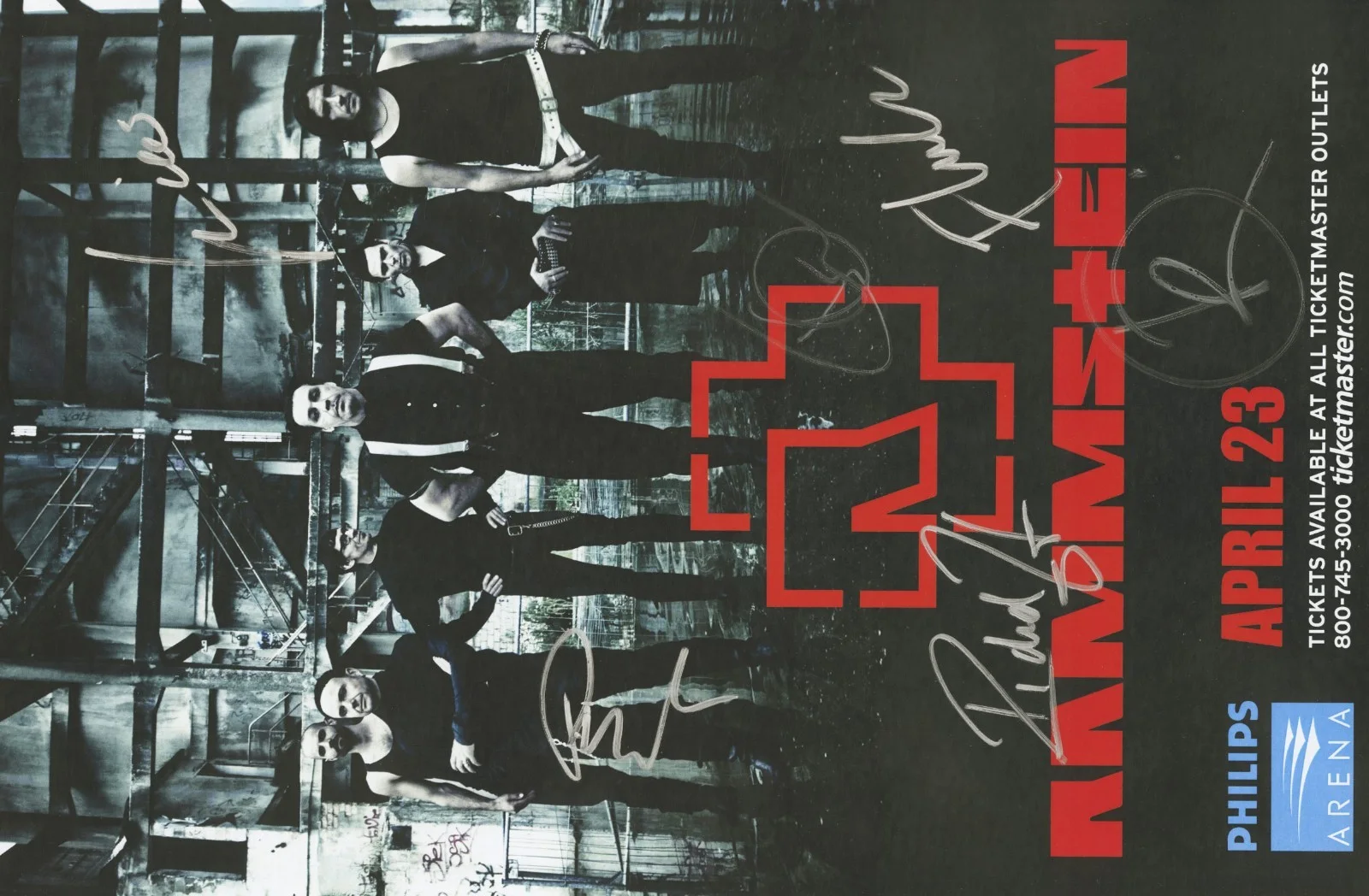 Rammstein autographed gig poster Christoph Schneider, Christian "Flake" Lorenz, image 2