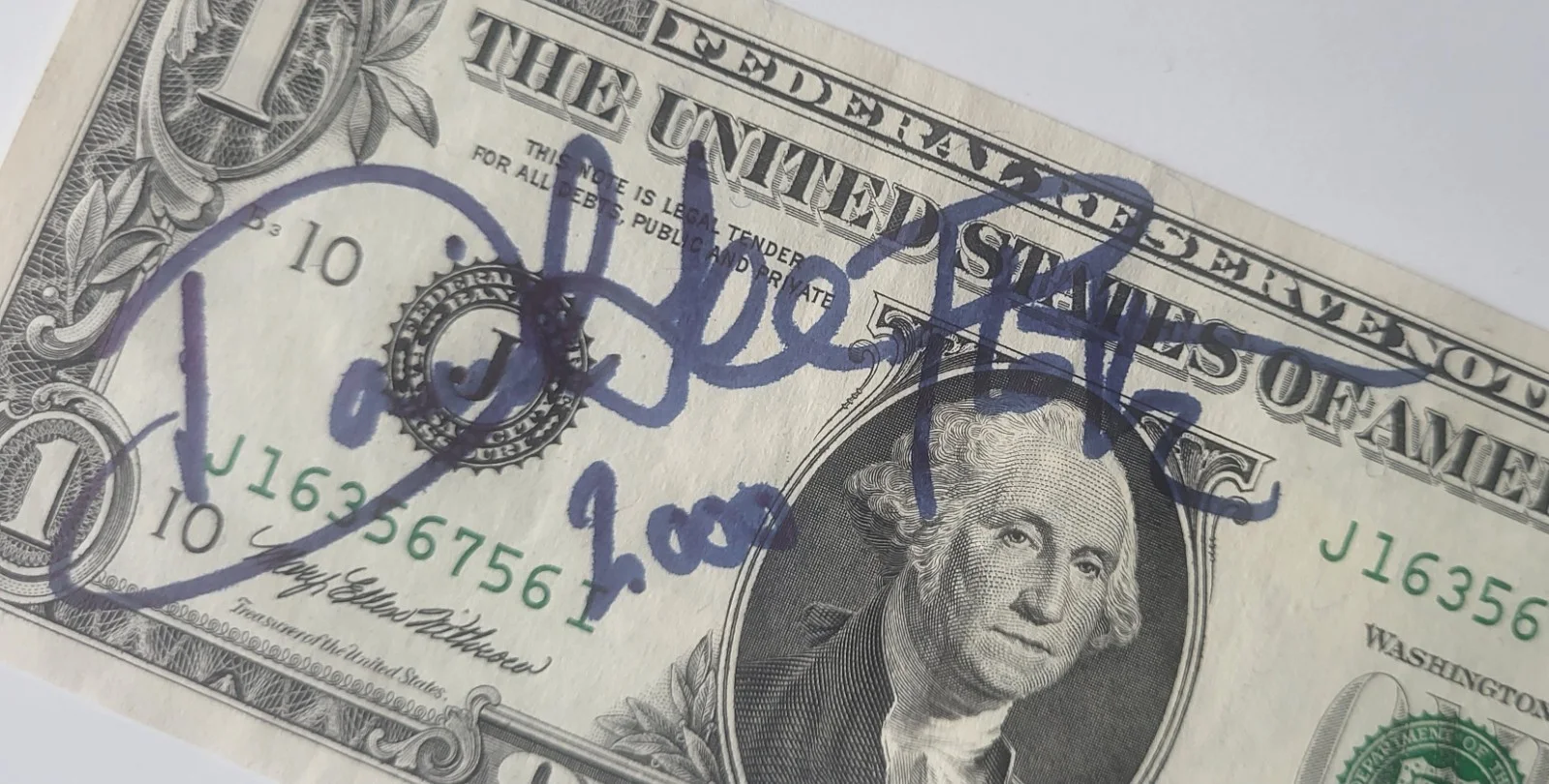 David Lee Roth SIGNED 1 Dollar Bill. EXTREMELY RARE. Proof., image 2