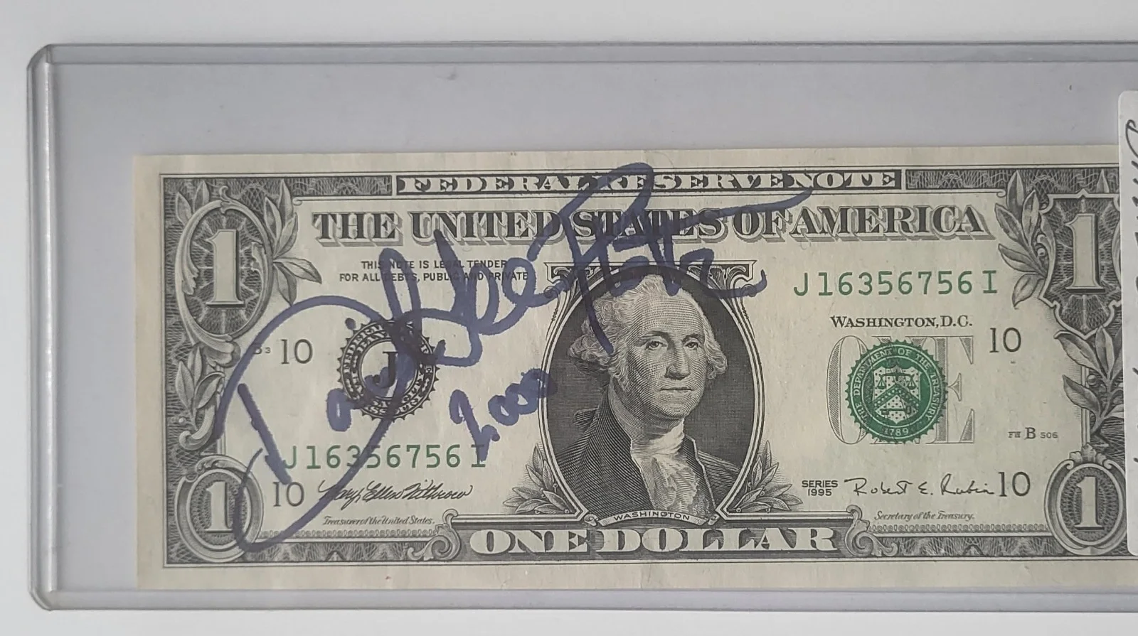 David Lee Roth SIGNED 1 Dollar Bill. EXTREMELY RARE. Proof., image 3