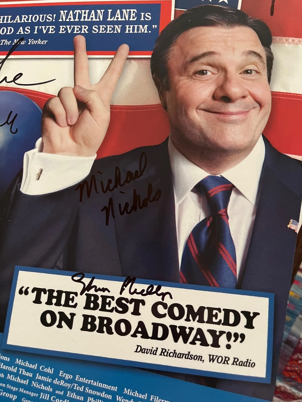 Nathan Lane, Laurie Metcalf, Dylan Baker — David Mamet's NOVEMBER - Mint Condition Signed Poster, Nathan Lane + Cast, image 3