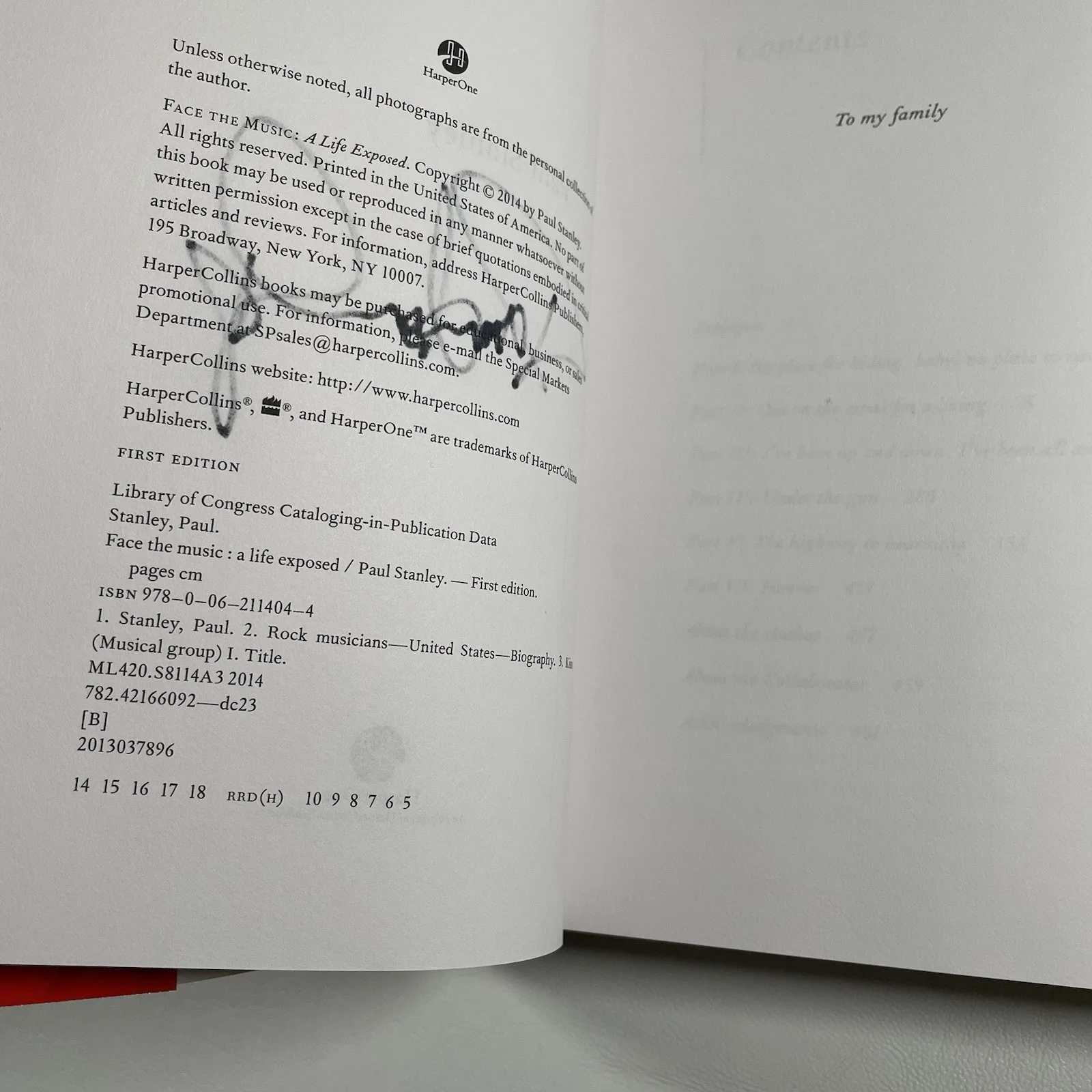 Paul Stanley Signed Book Face The Music KISS Autographed 2014 1st Ed Rock Music, изображение 5