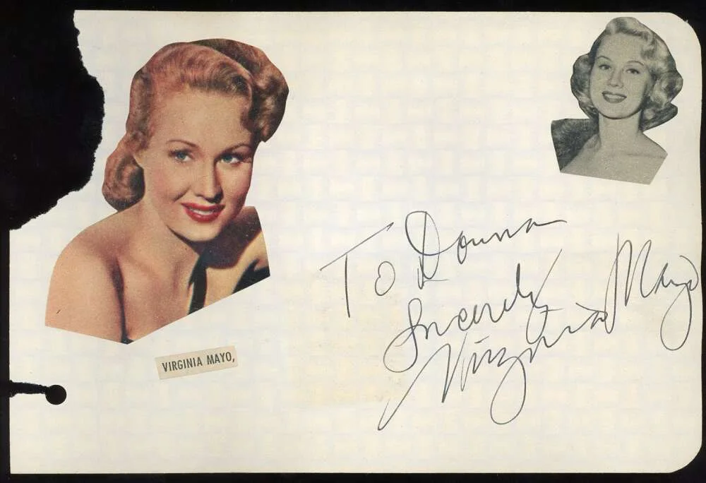 Rita Hayworth Virginia Mayo — Rita Hayworth Virginia Mayo JSA LOA Signed Vintage Album Page Autograph, image 2