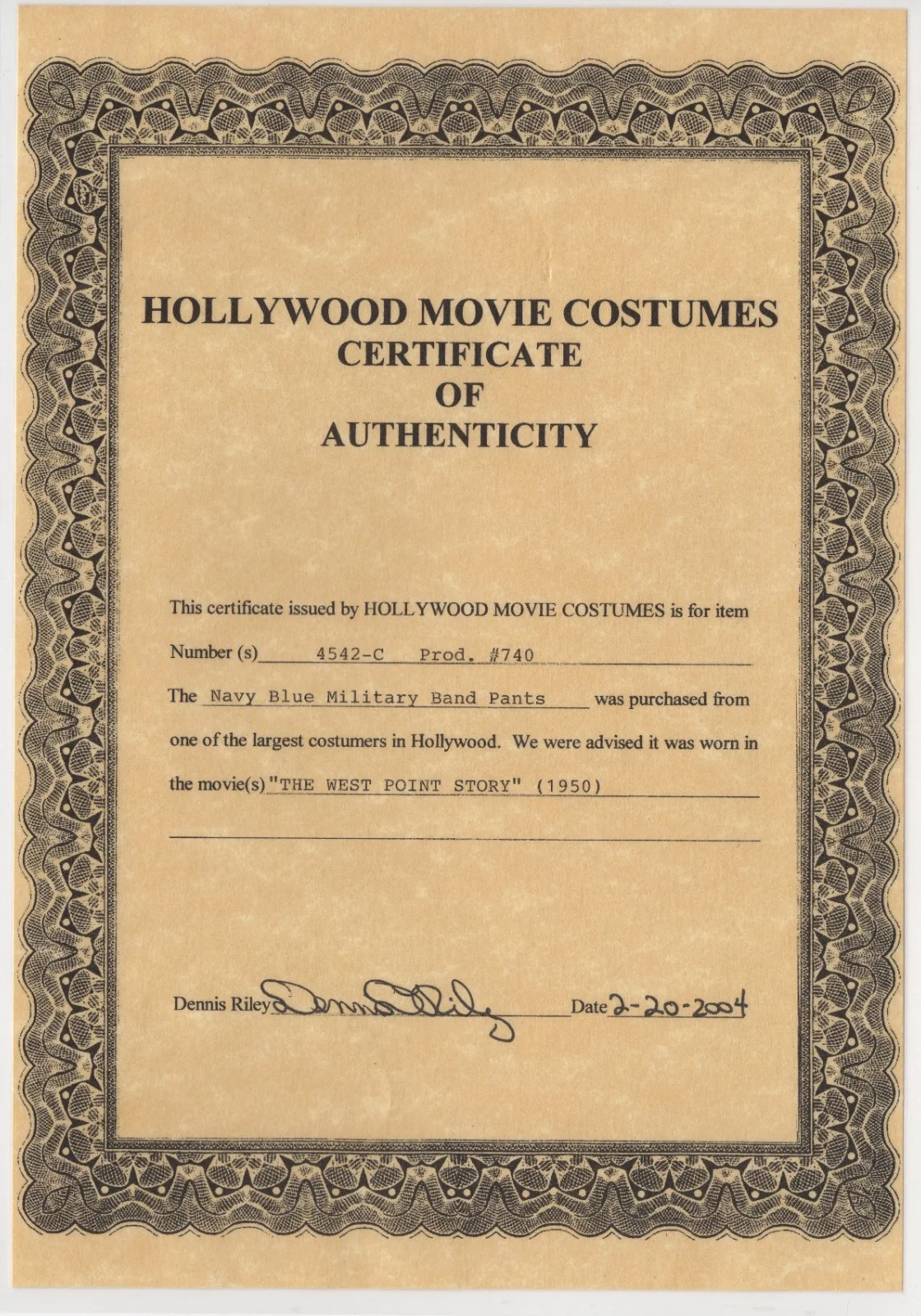 The West Point Story Navy Blue Military Band Pants Prop 1950 Film Costume COA, изображение 2