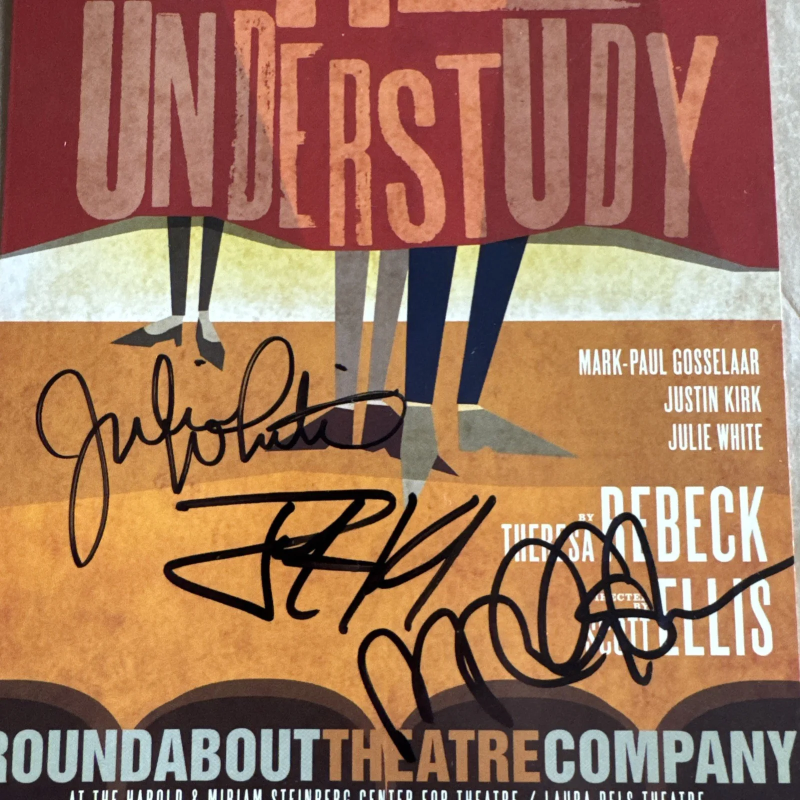 The Understudy Signed AUTOGRAPHED Julie White, Mark-Paul Gosselaar, Justin Kirk, image 2
