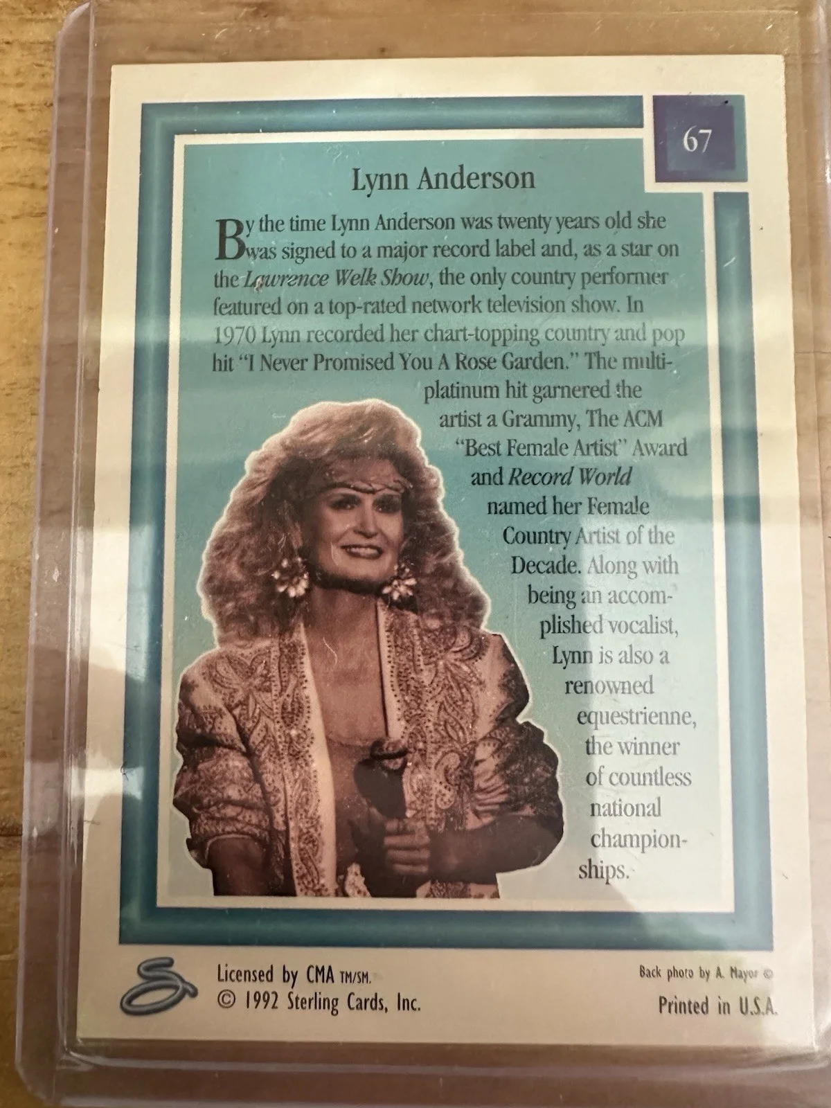 Lynn Anderson Autographed Signed Trading Card Country Gold 1992 Country Music, изображение 2
