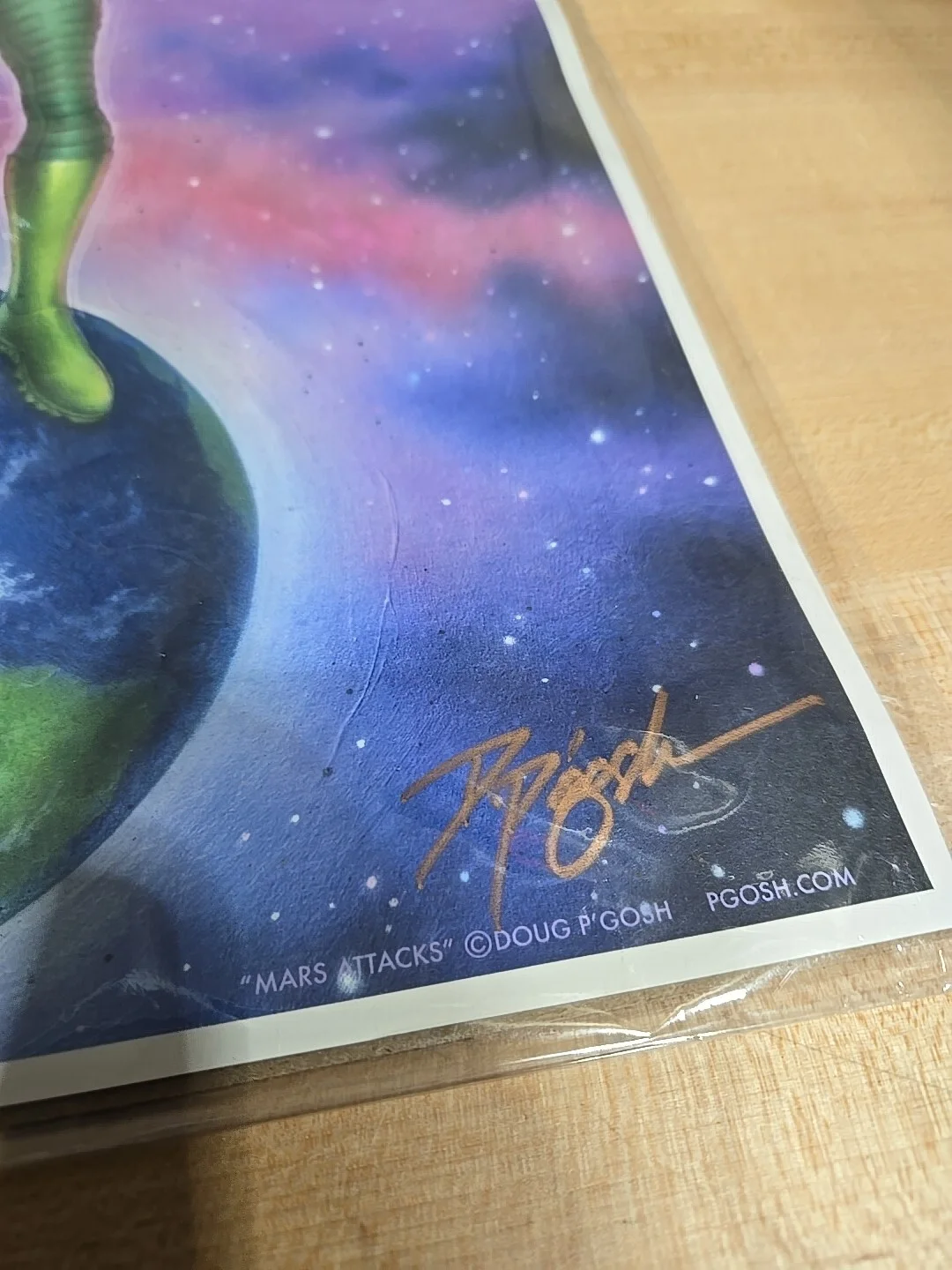 Doug P'Gosh — DOUG P'GOSH Mars Attacks SIGNED 18x12 Poster Comic Artwork (Needs Pressing), image 2