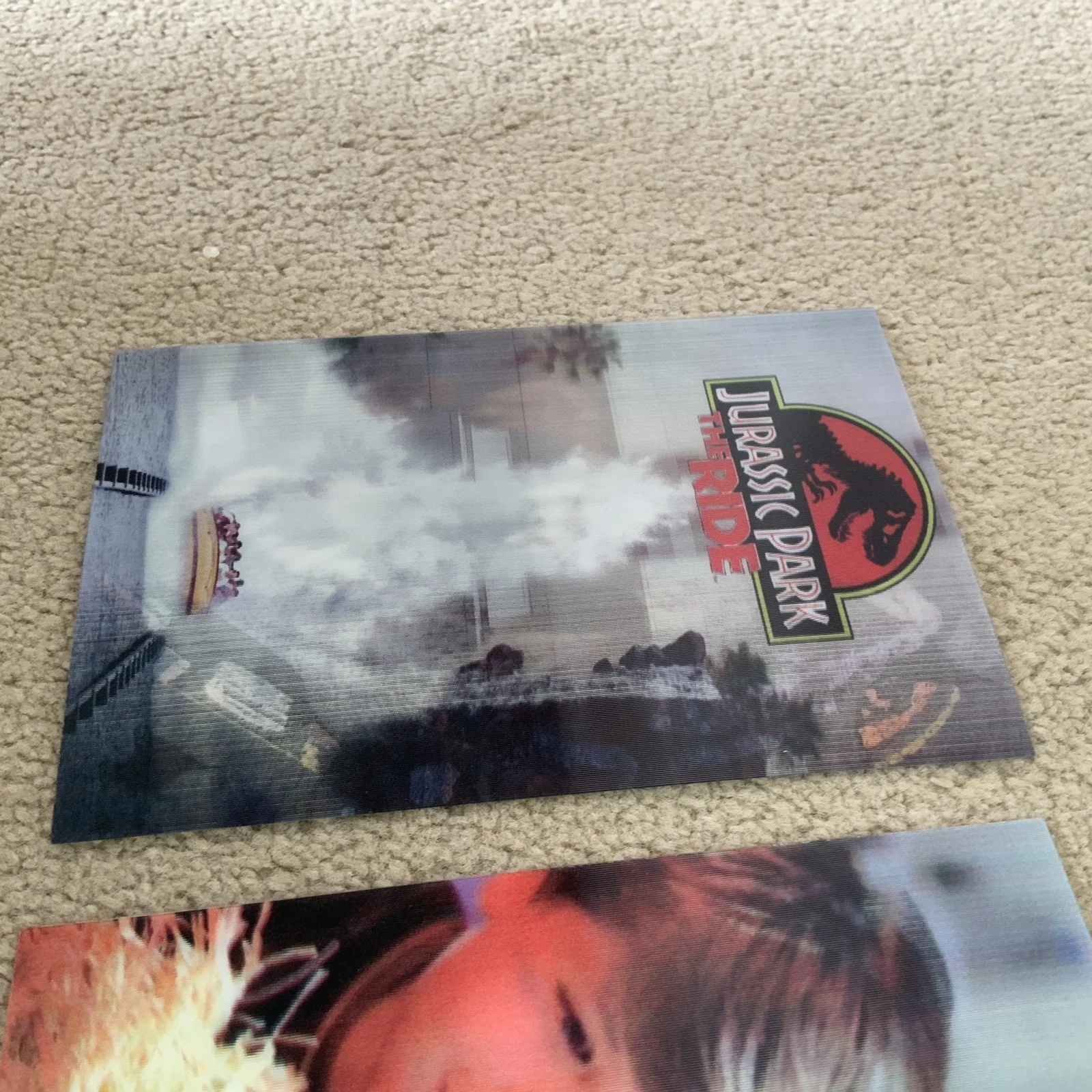 2 x Rare Jurassic Park Ride Universal Studios Unused Lenticular Postcards 2003, image 2